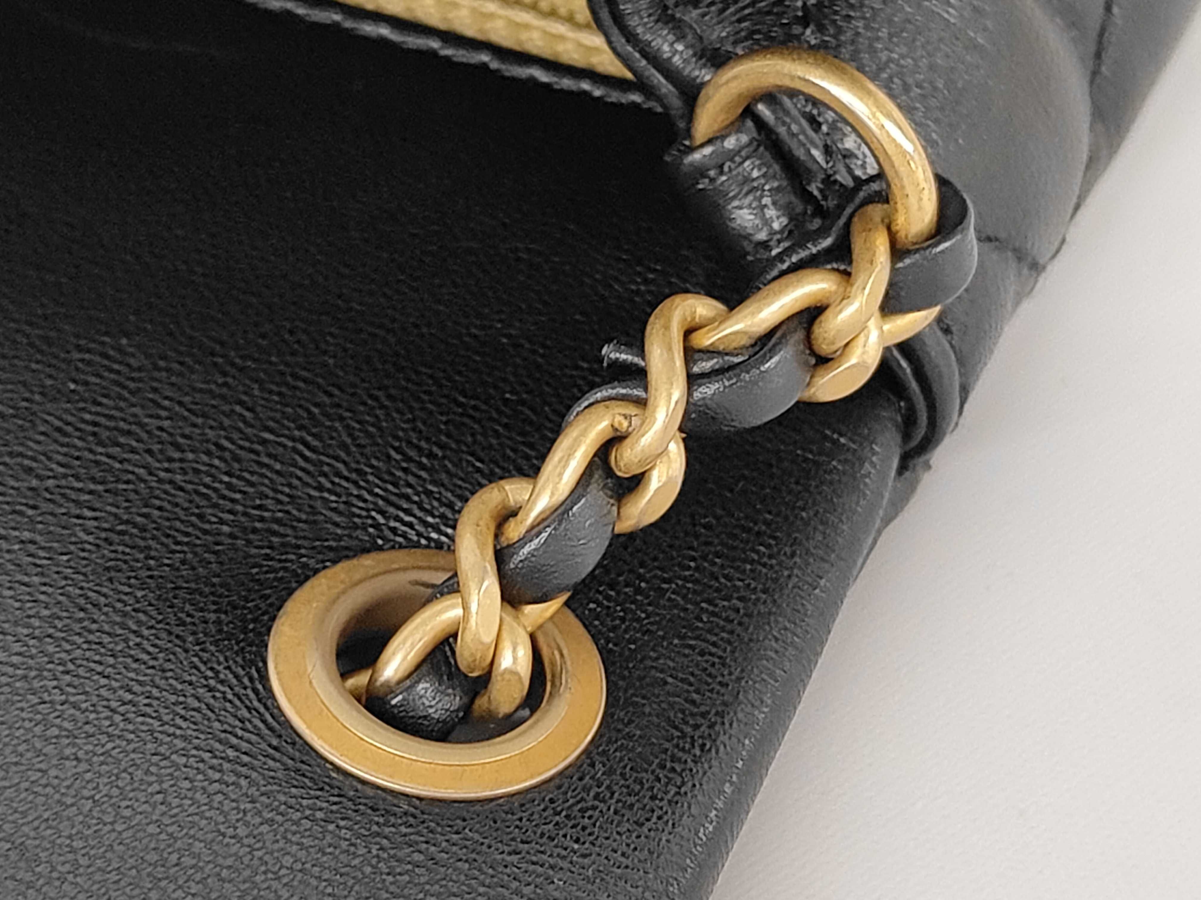 Matelassé Pearl Crush Mini Flap Bag, Black Lambskin, Chain Adjuster, Gold Hardware, Shoulder Bag — view 5