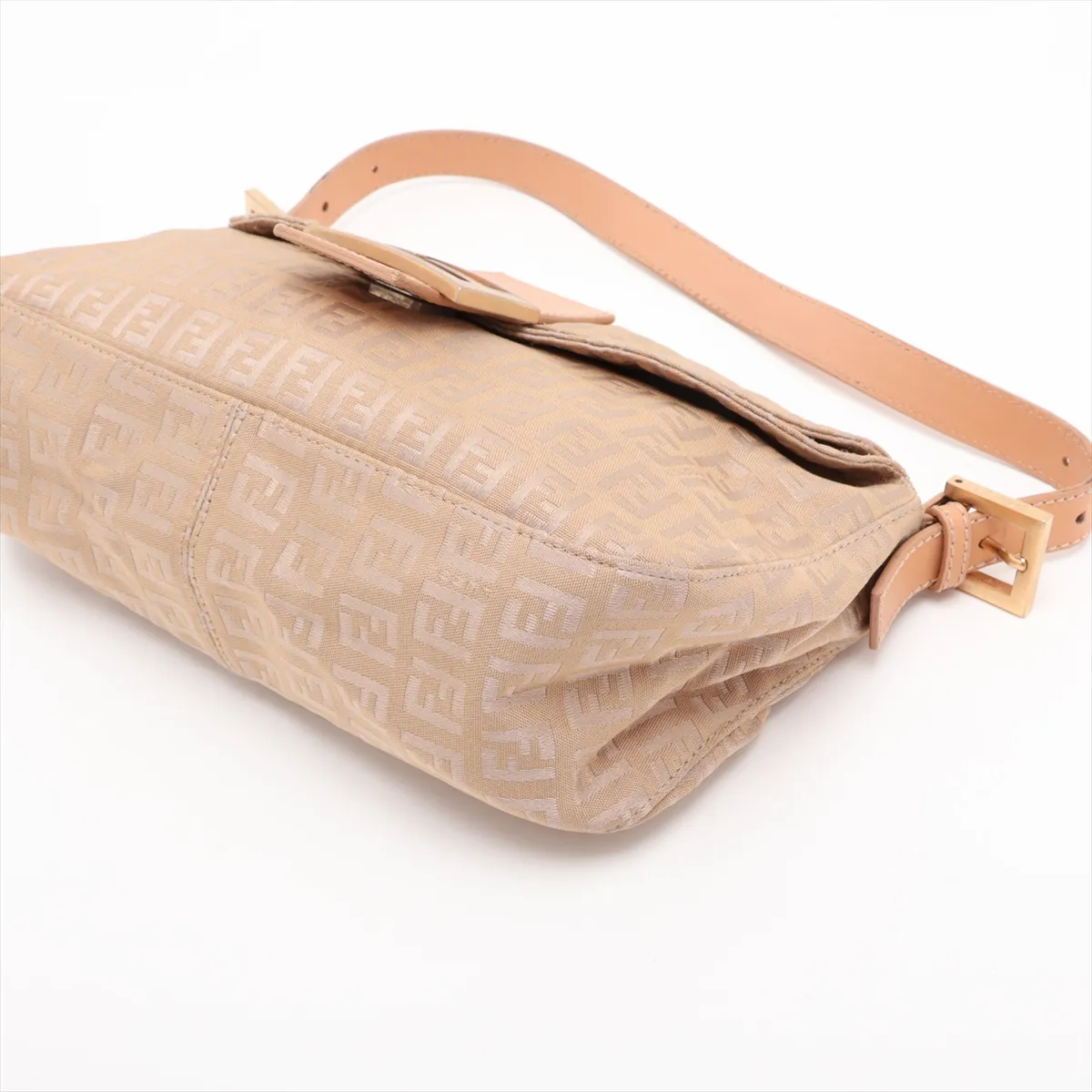 Zucchino Mamma Bucket Canvas x Leather Shoulder Bag, Beige, 8BR003 — view 3