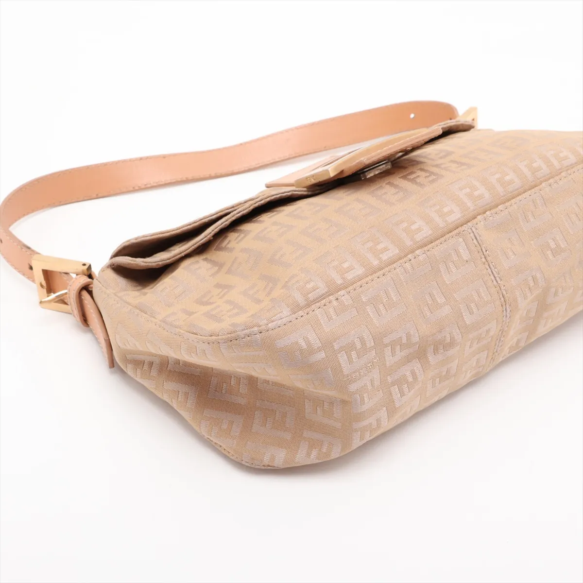 Zucchino Mamma Bucket Canvas x Leather Shoulder Bag, Beige, 8BR003 — view 4