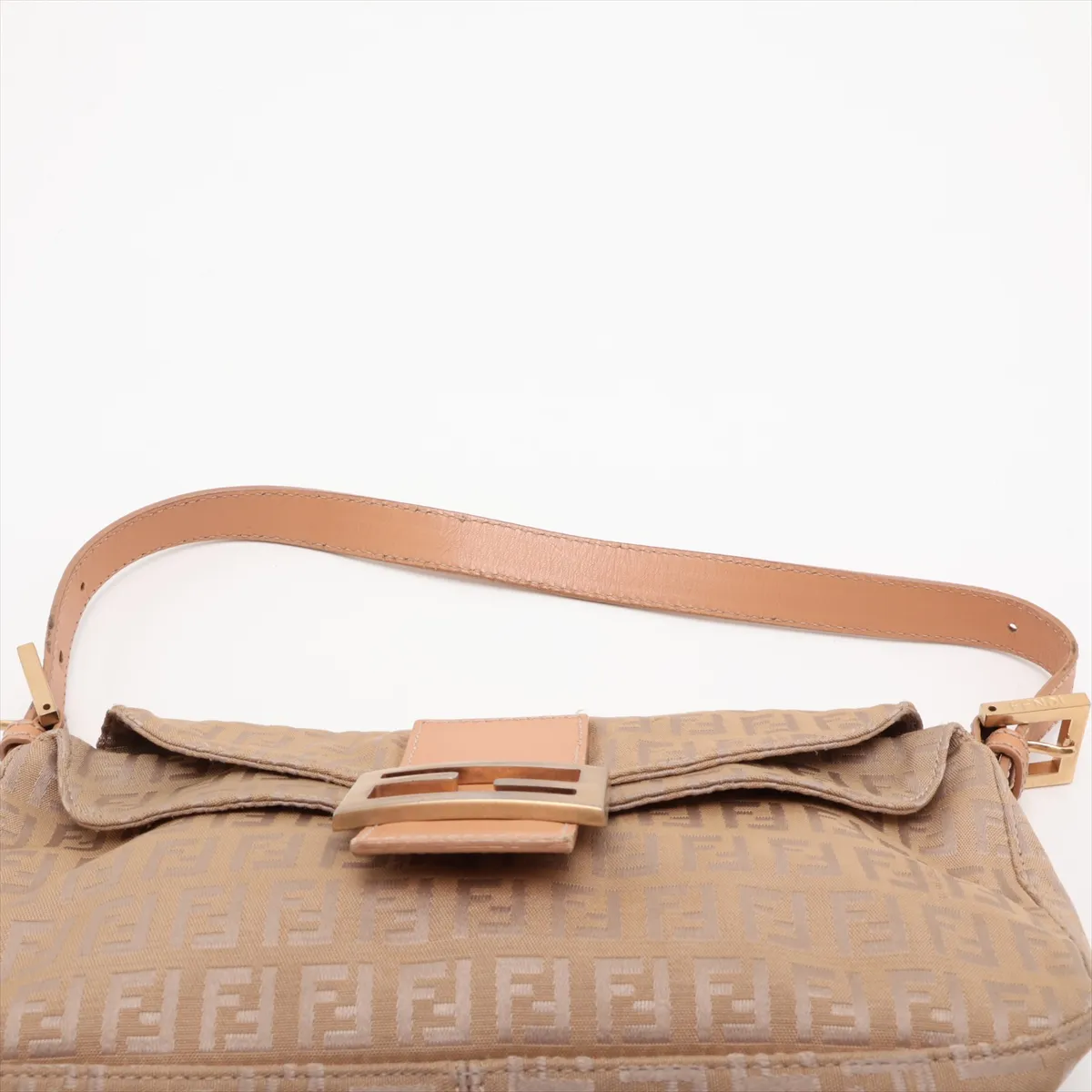 Zucchino Mamma Bucket Canvas x Leather Shoulder Bag, Beige, 8BR003 — view 6