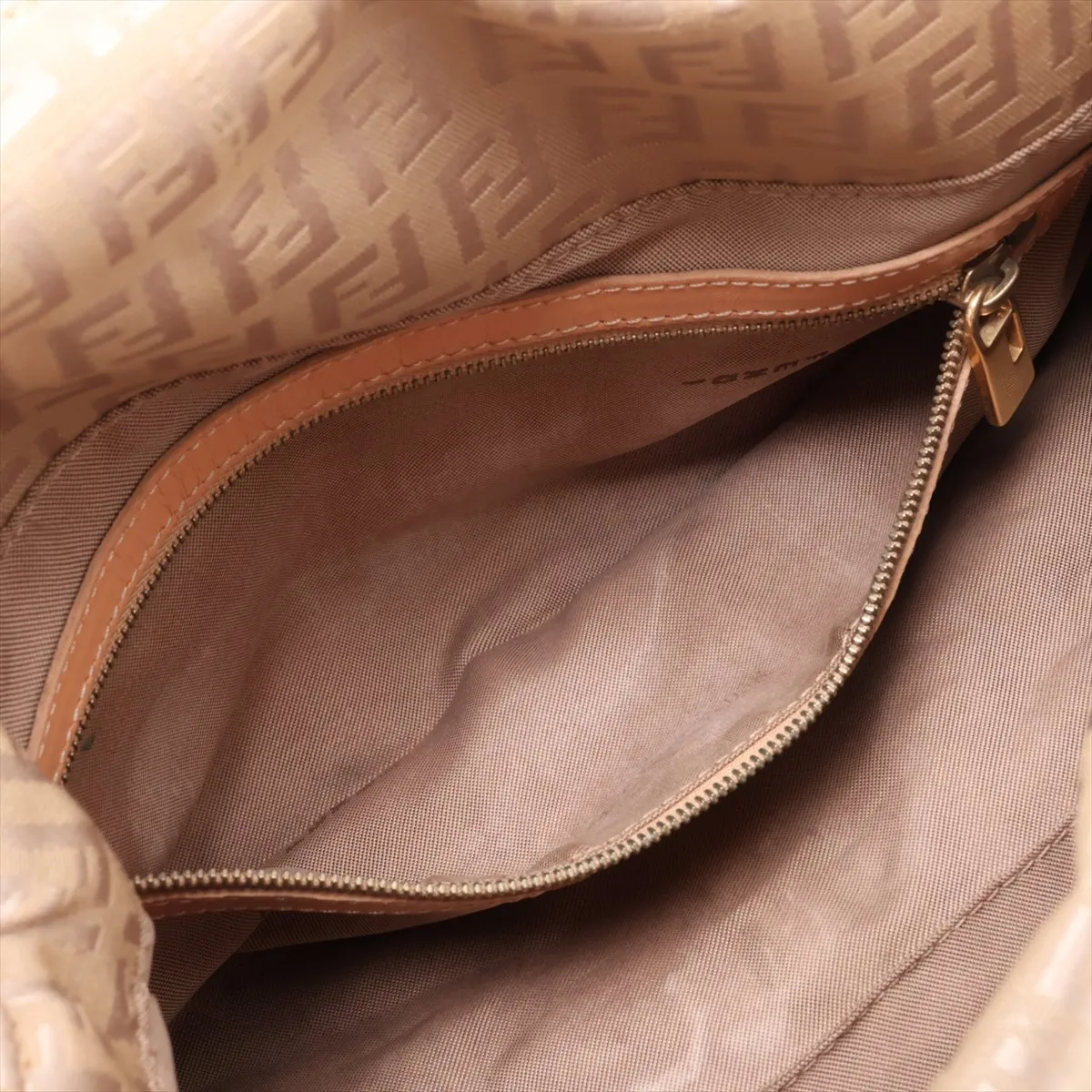 Zucchino Mamma Bucket Canvas x Leather Shoulder Bag, Beige, 8BR003 — view 8