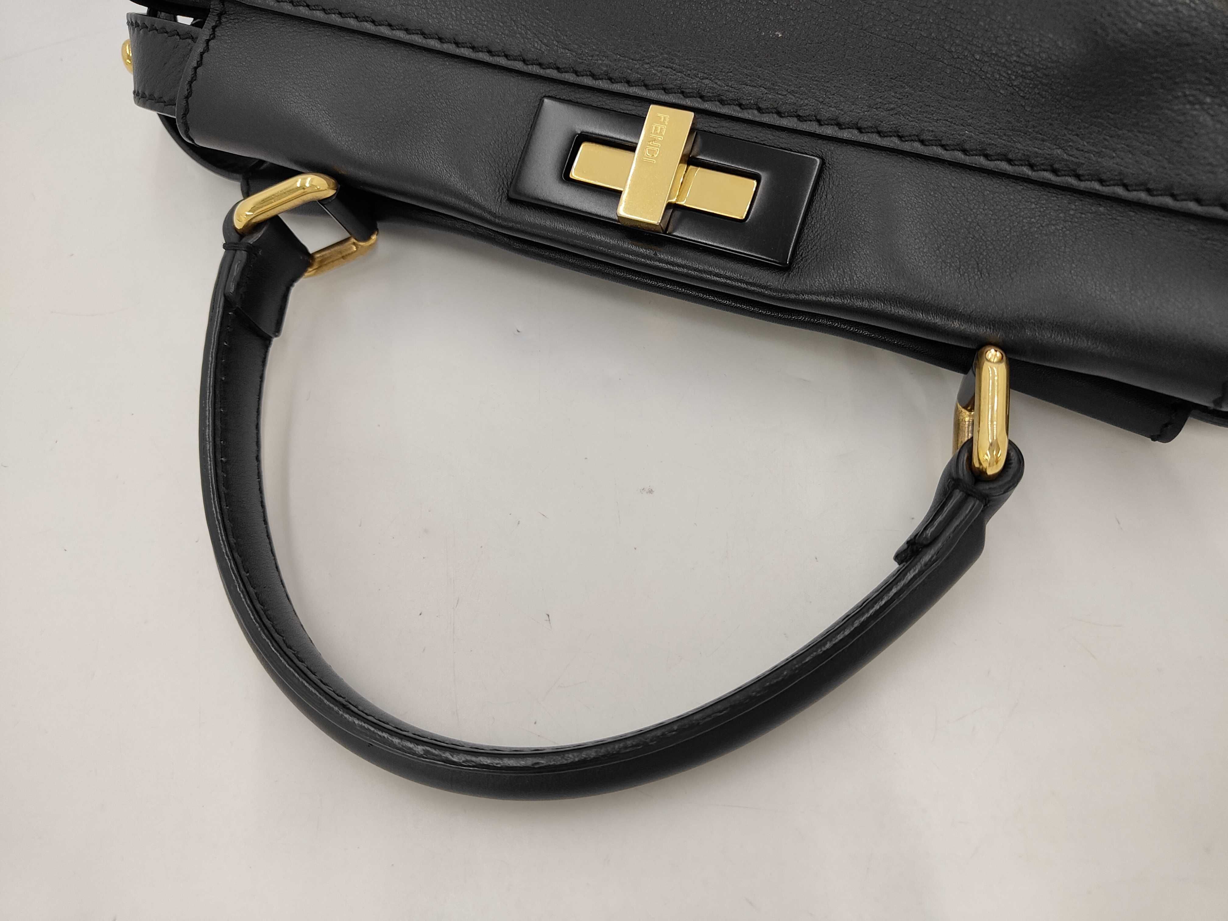 Peekaboo Black Calfskin Medium Handbag with Gold Hardware — view 5