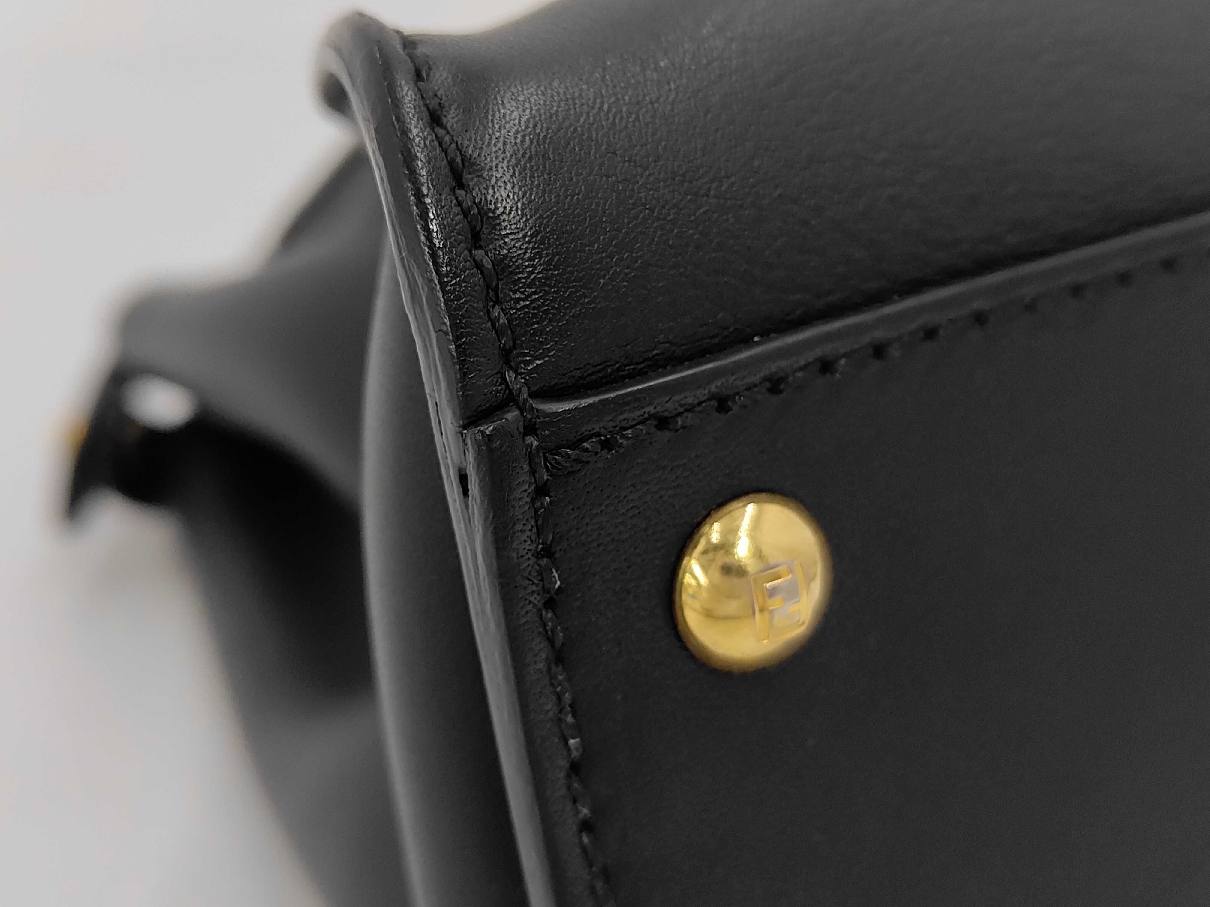 Peekaboo Black Calfskin Medium Handbag with Gold Hardware — view 7