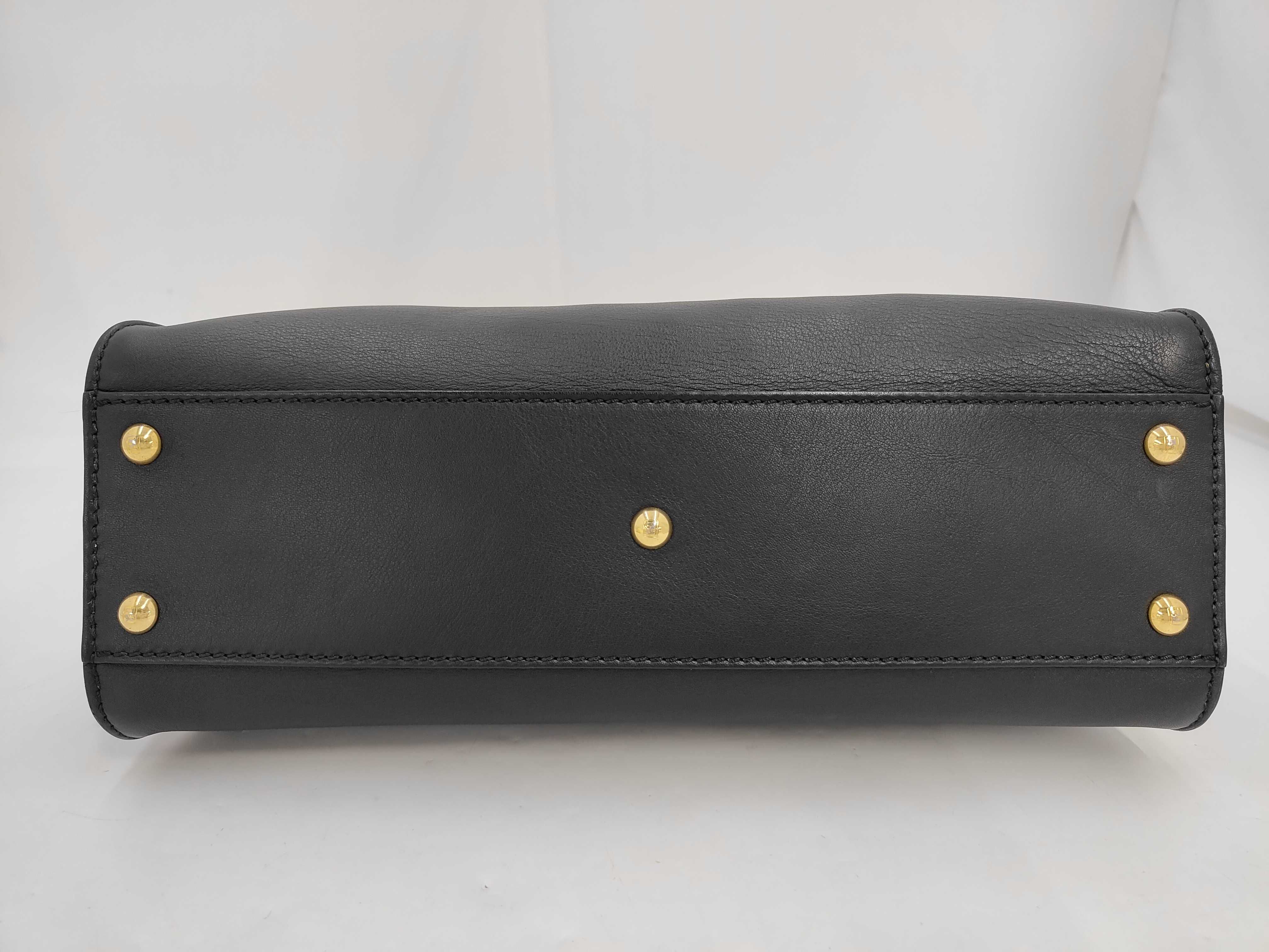 Peekaboo Black Calfskin Medium Handbag with Gold Hardware — view 8