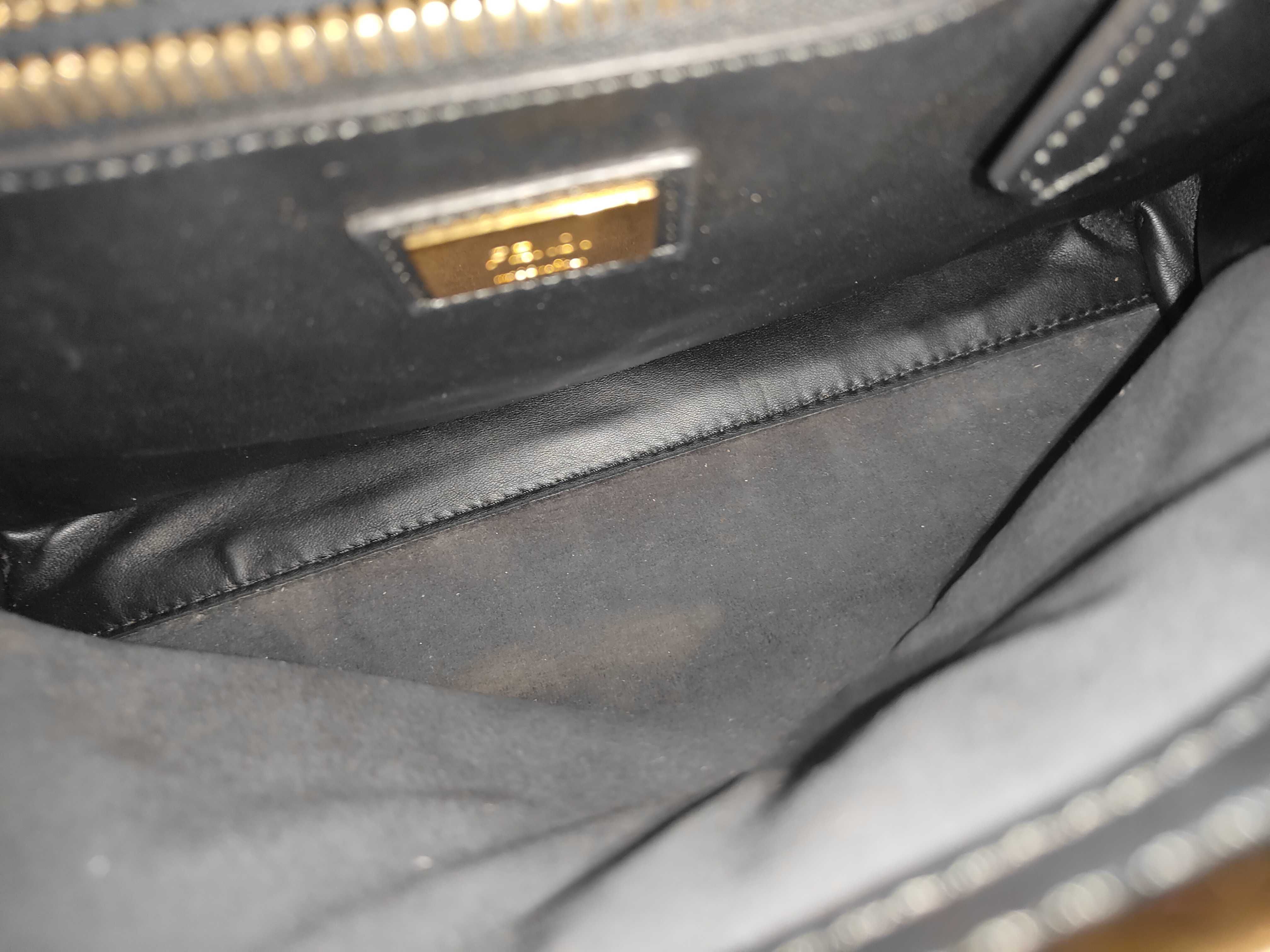 Peekaboo Black Calfskin Medium Handbag with Gold Hardware — view 9