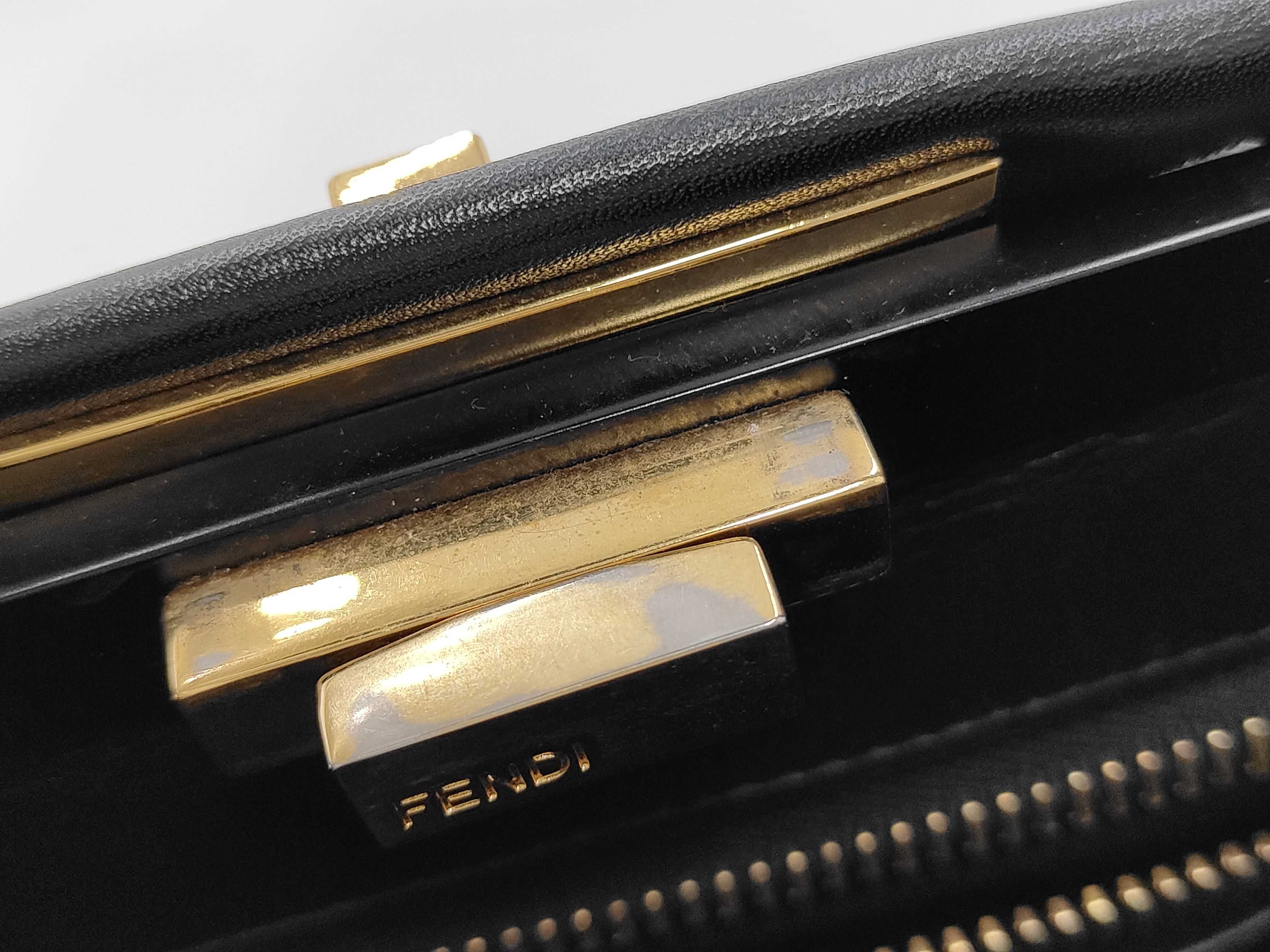 Peekaboo Black Calfskin Medium Handbag with Gold Hardware — view 10