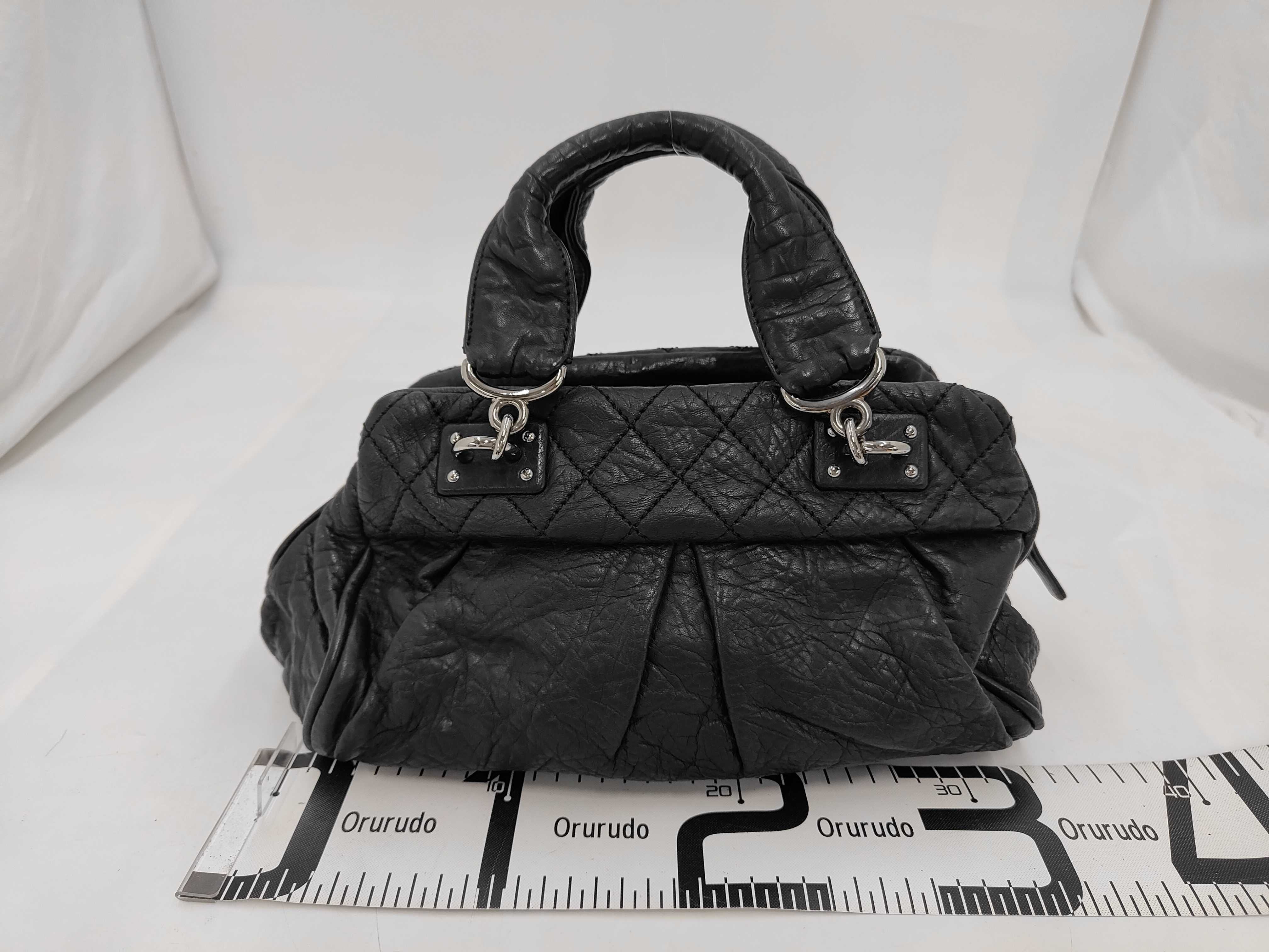 handbag, calfskin, black, stainless steel. — view 2