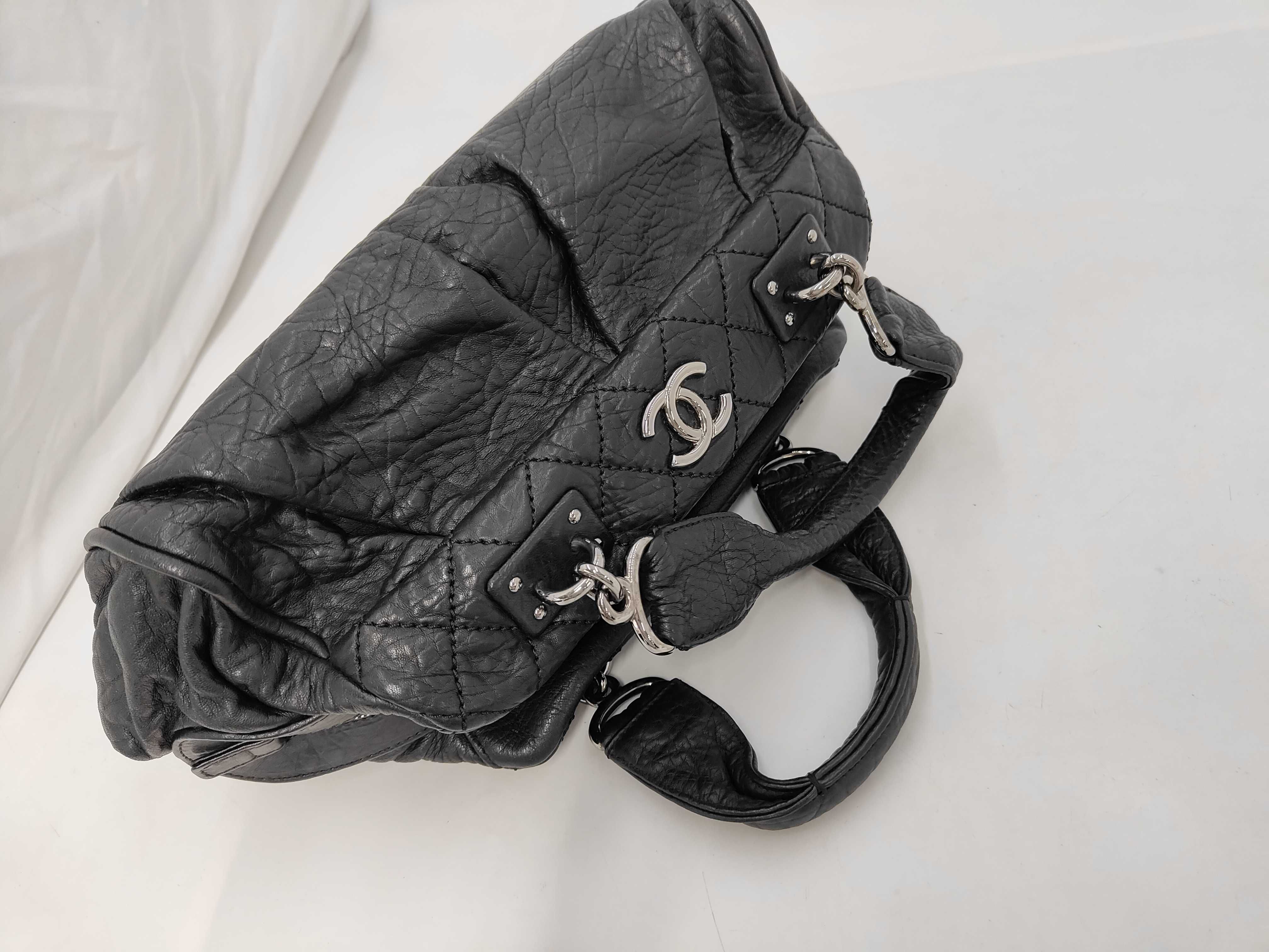 handbag, calfskin, black, stainless steel. — view 5