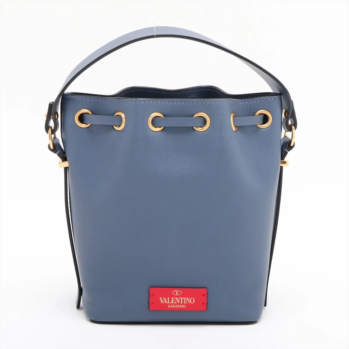 V-logo Leather 2-Way Handbag, Blue — view 2