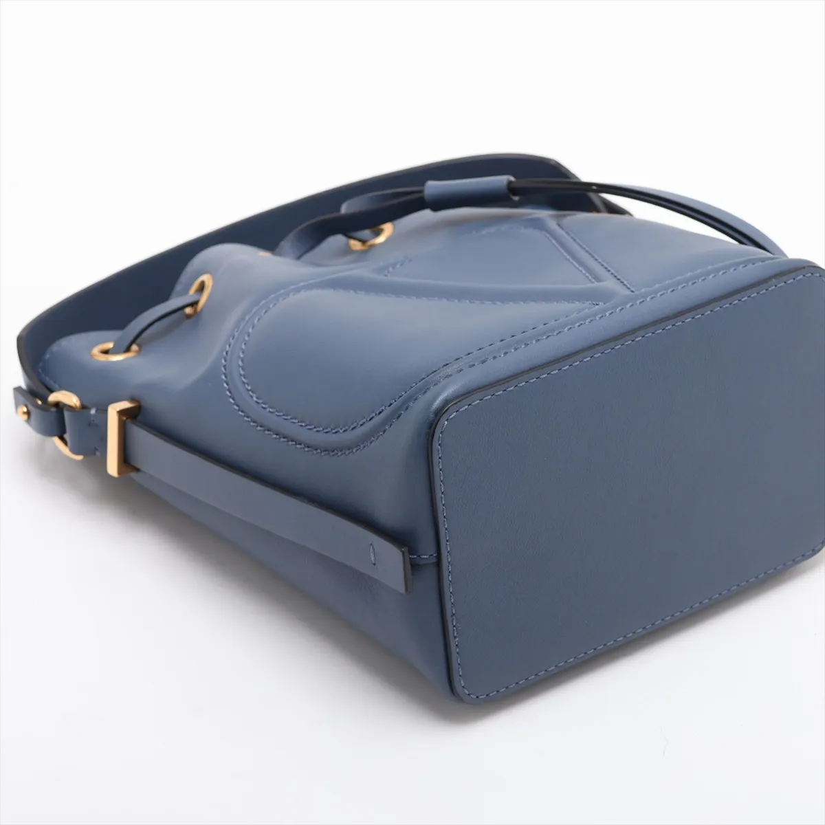 V-logo Leather 2-Way Handbag, Blue — view 4