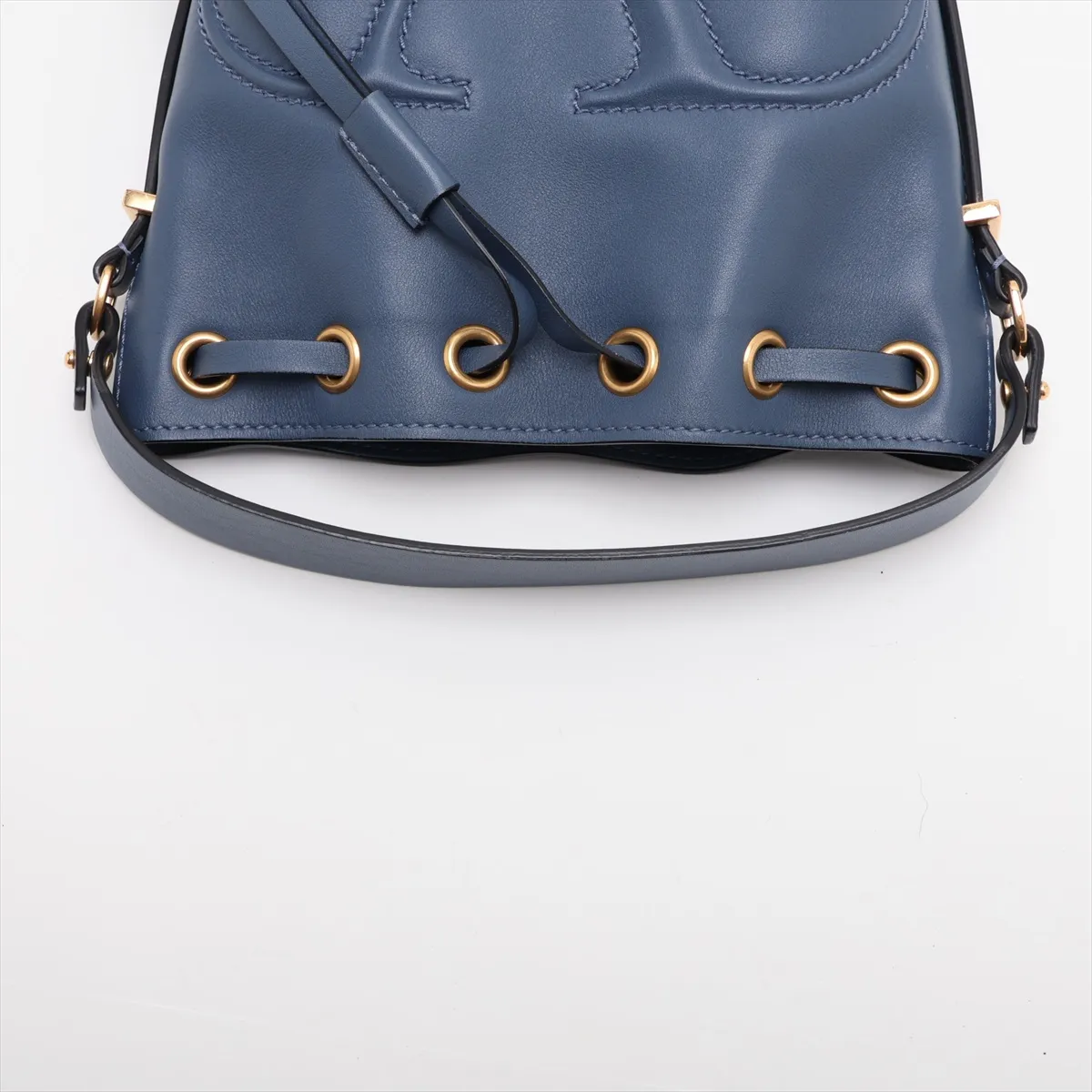 V-logo Leather 2-Way Handbag, Blue — view 5