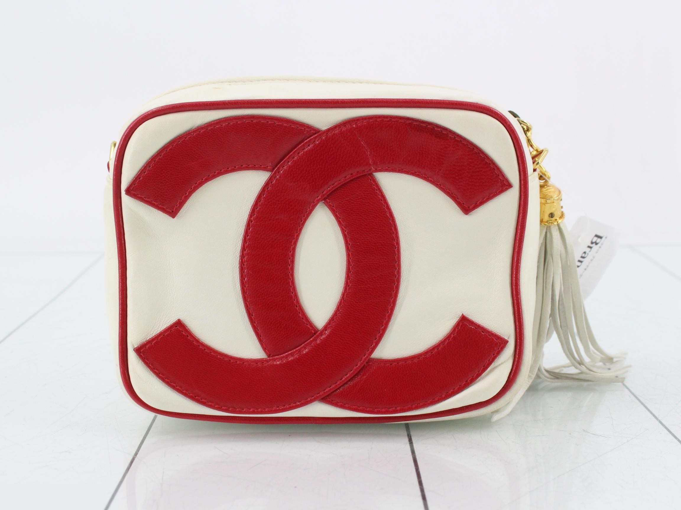 Pouch, Coco Mark, Leather, Red, White — view 2