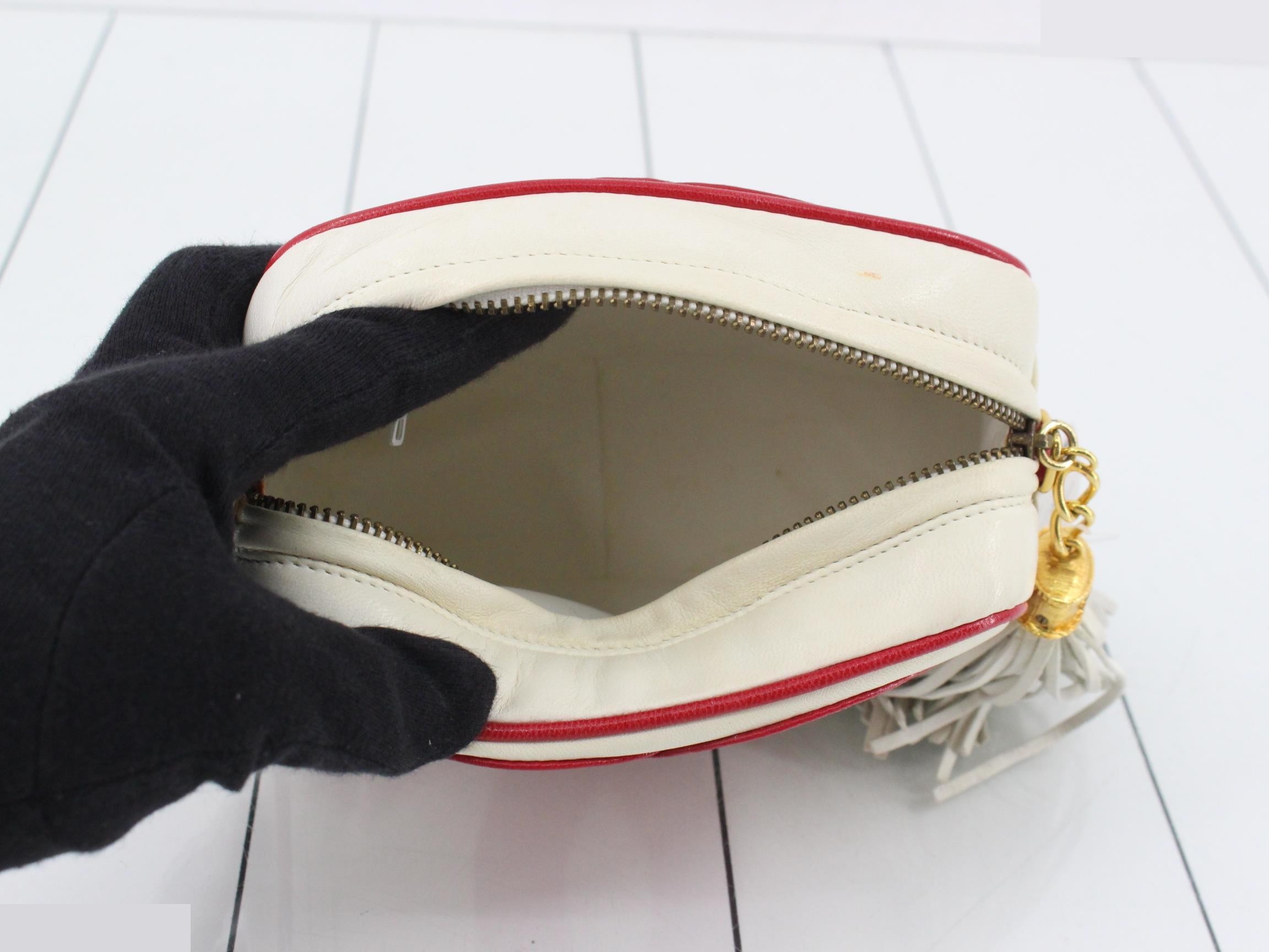 Pouch, Coco Mark, Leather, Red, White — view 4