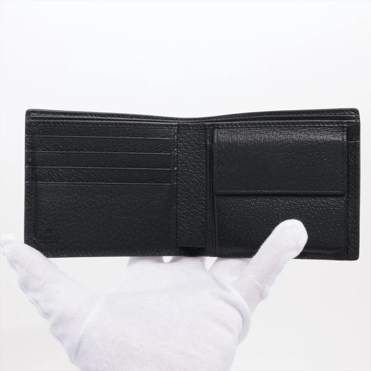 GG Marmont 428725 PVC x Leather Compact Wallet, Black — view 3