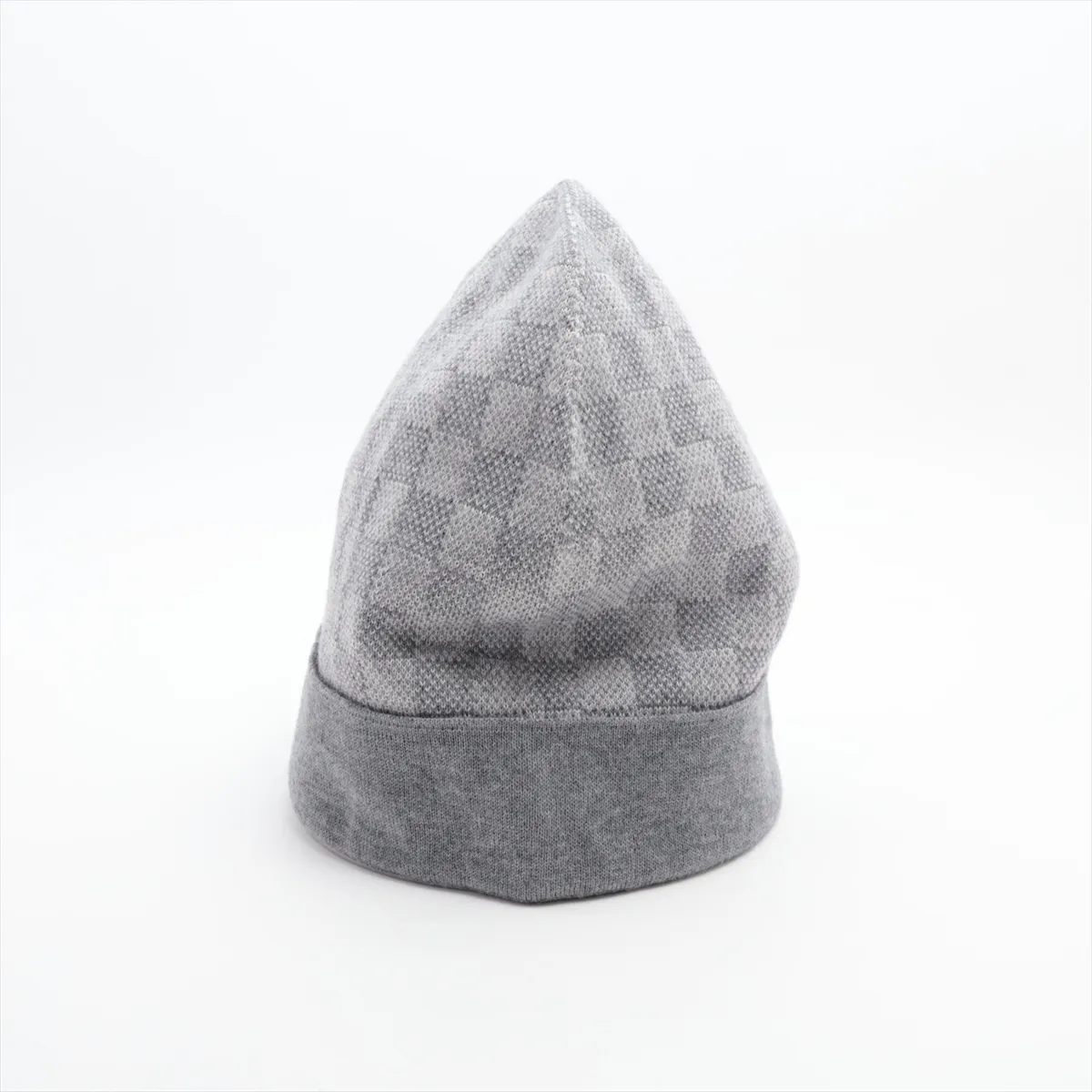 M70606 Bonne Petit Damier MR0138 Knit Cap, Wool x Polyurethane, Gray, — view 3