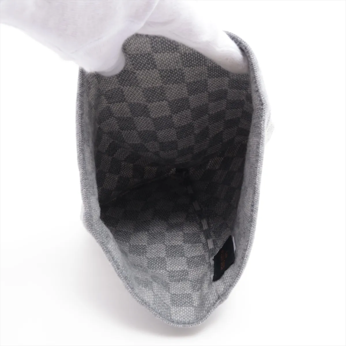 M70606 Bonne Petit Damier MR0138 Knit Cap, Wool x Polyurethane, Gray, — view 4