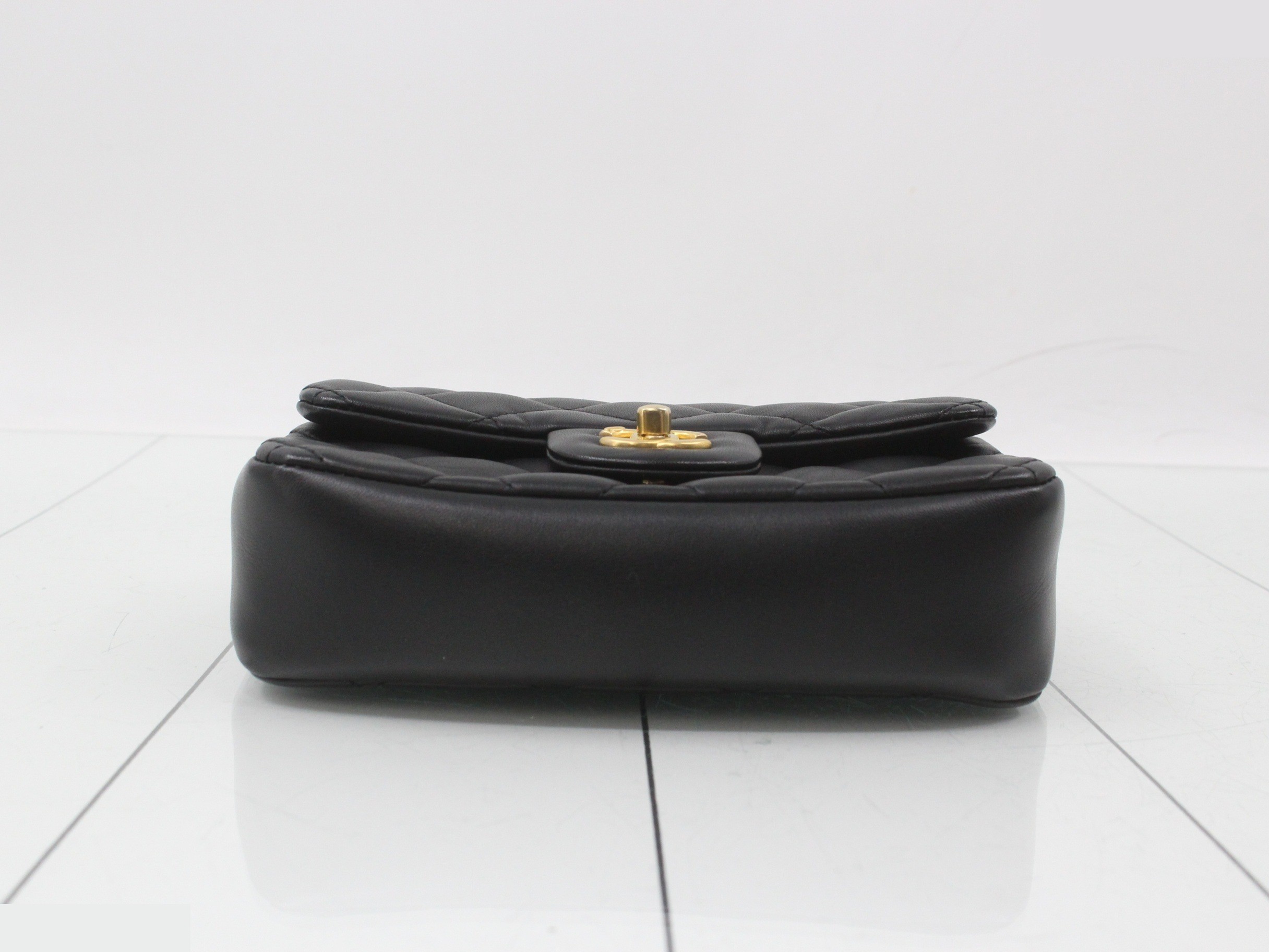 Matelassé Lambskin Chain Shoulder Bag with Heart Charm — view 3