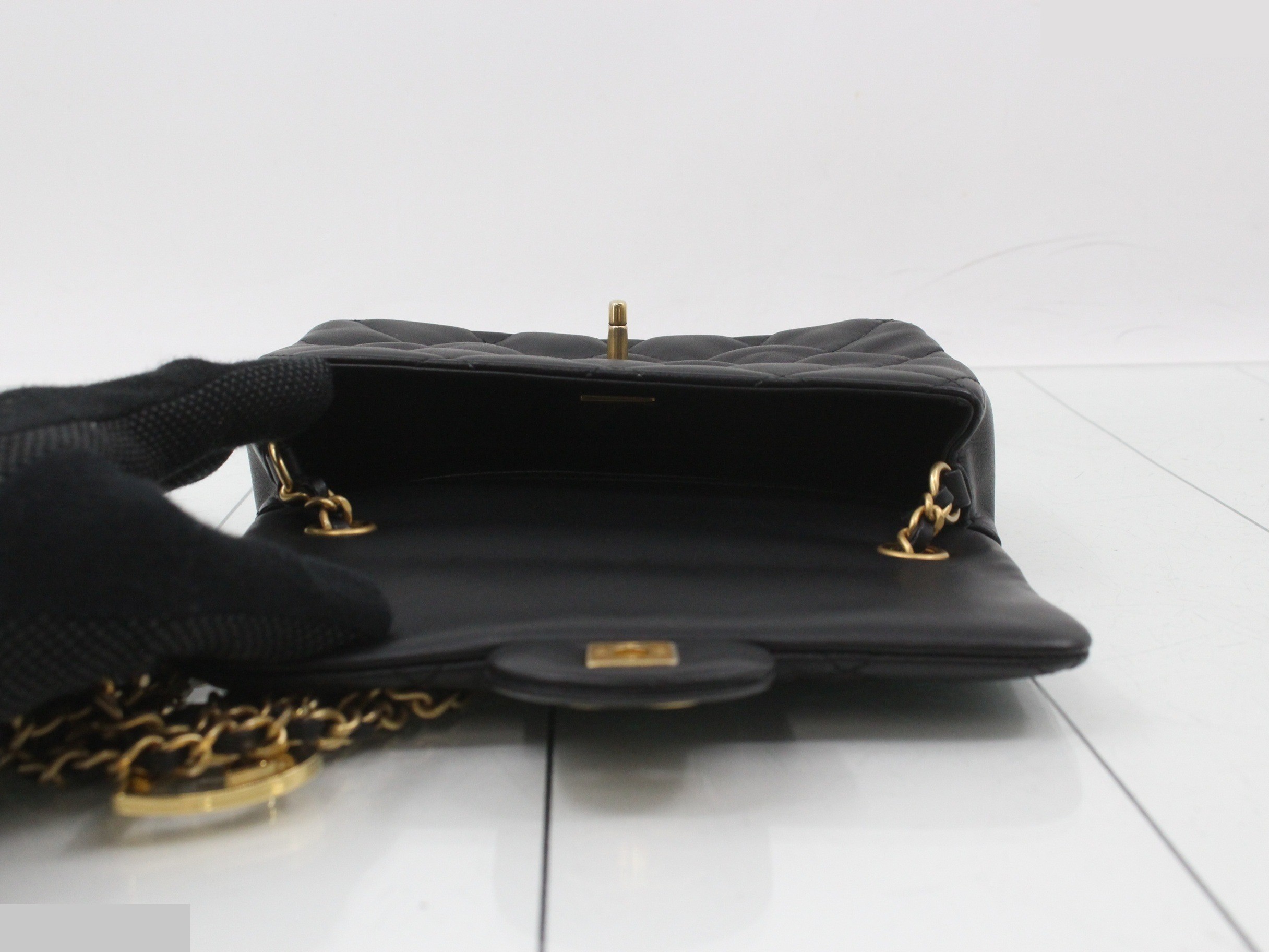 Matelassé Lambskin Chain Shoulder Bag with Heart Charm — view 4