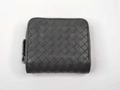 Intrecciato Leather Compact Wallet