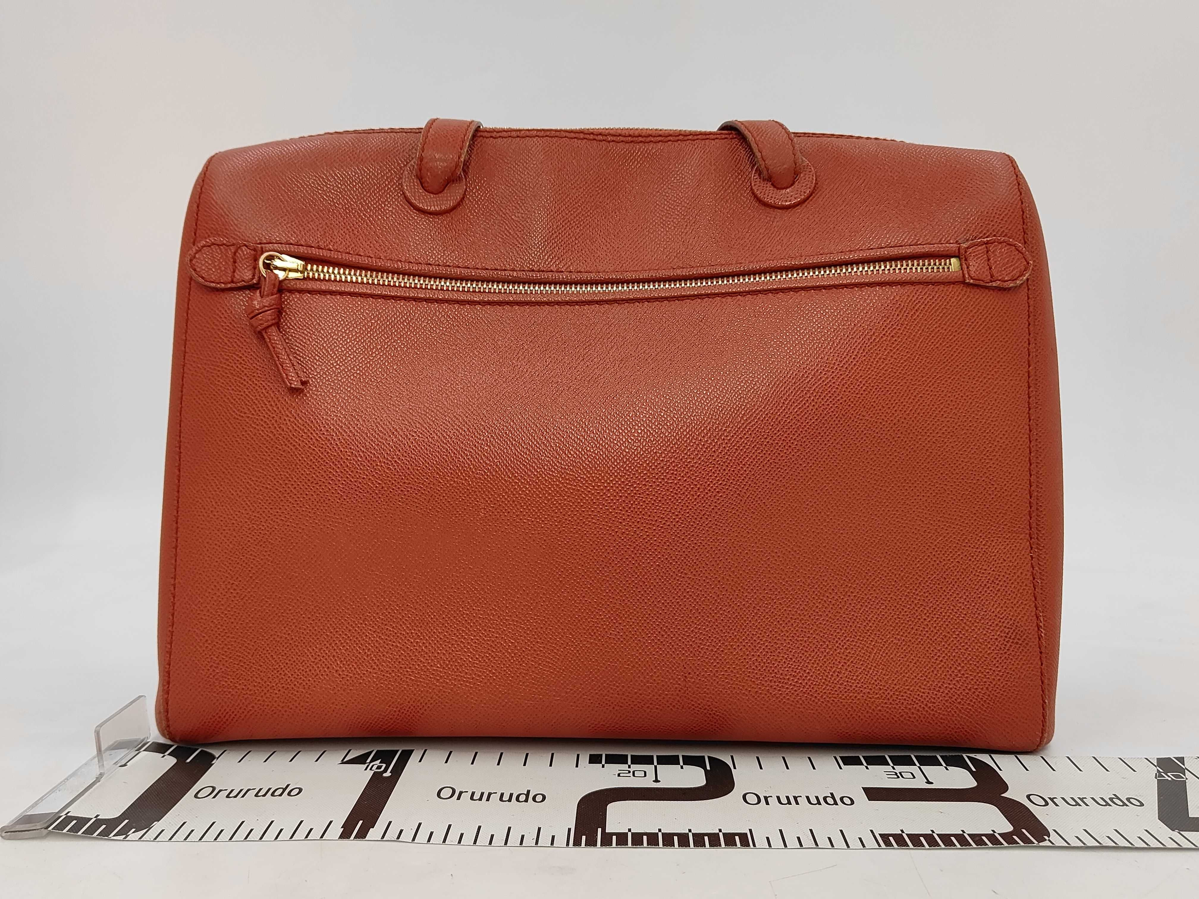 Caviar Skin Shoulder Bag with Logo Charm, Red — view 2