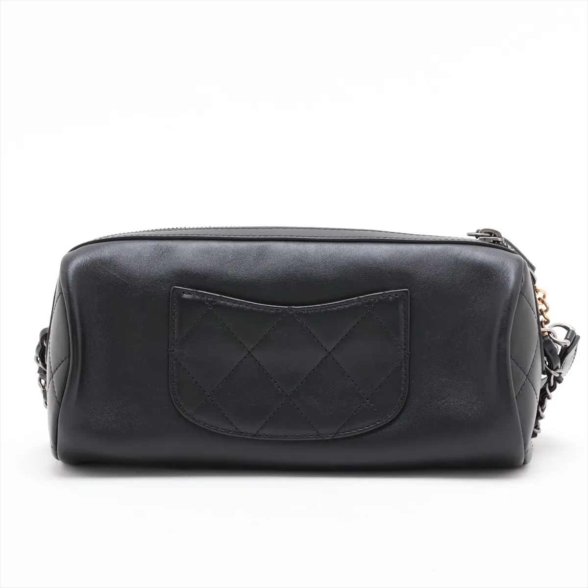 Logo Lambskin Chain Shoulder Bag, Black with Gold and Silver Hardware, 30095352 (Serial Number in the 30s) — view 2