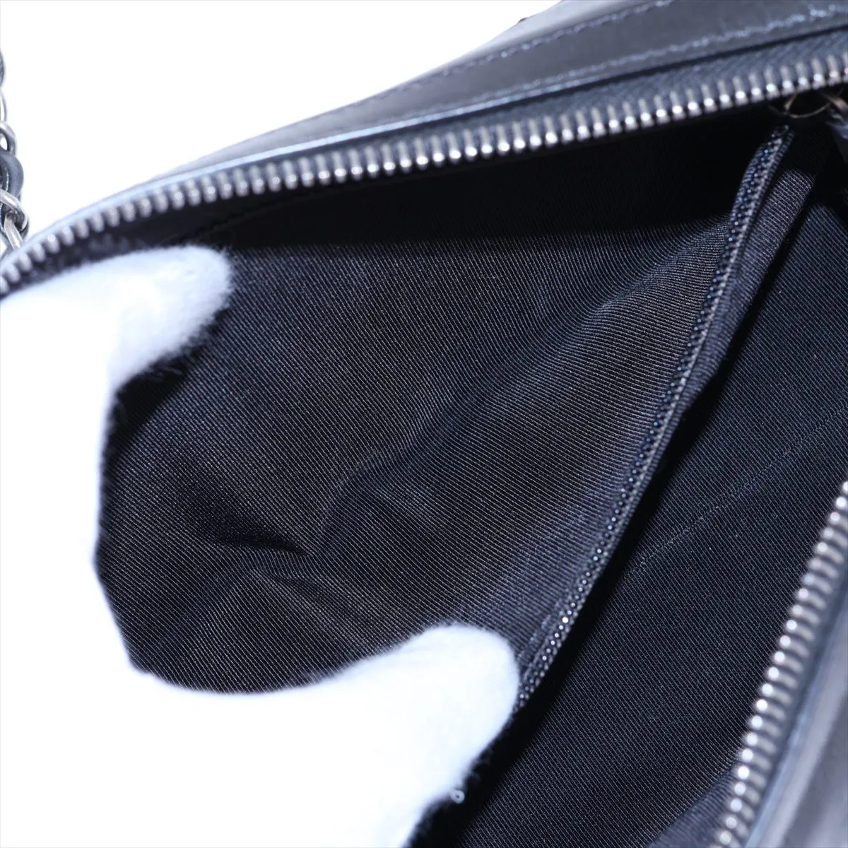 Logo Lambskin Chain Shoulder Bag, Black with Gold and Silver Hardware, 30095352 (Serial Number in the 30s) — view 7
