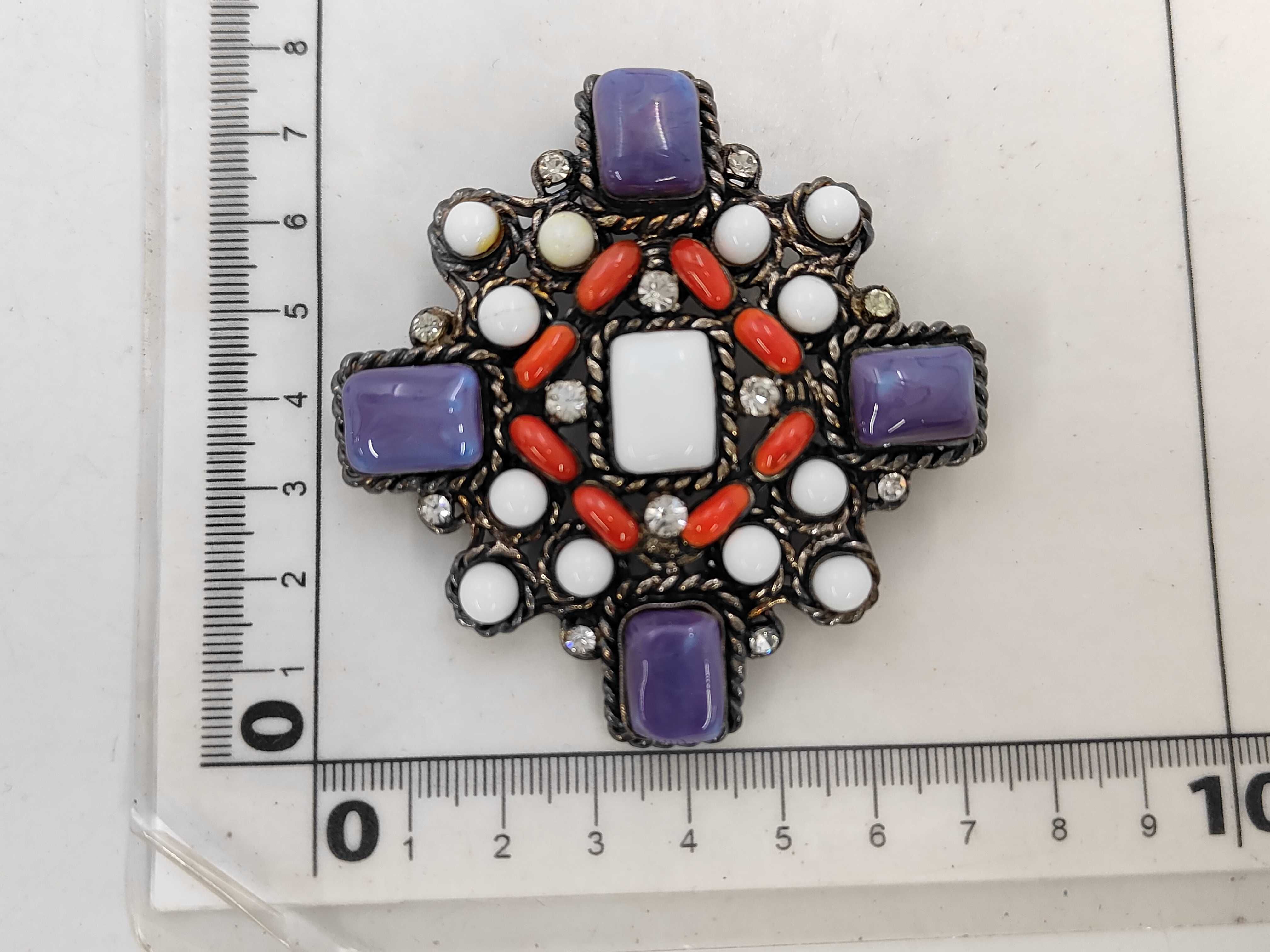 Colored Stone Cross Brooch — view 6