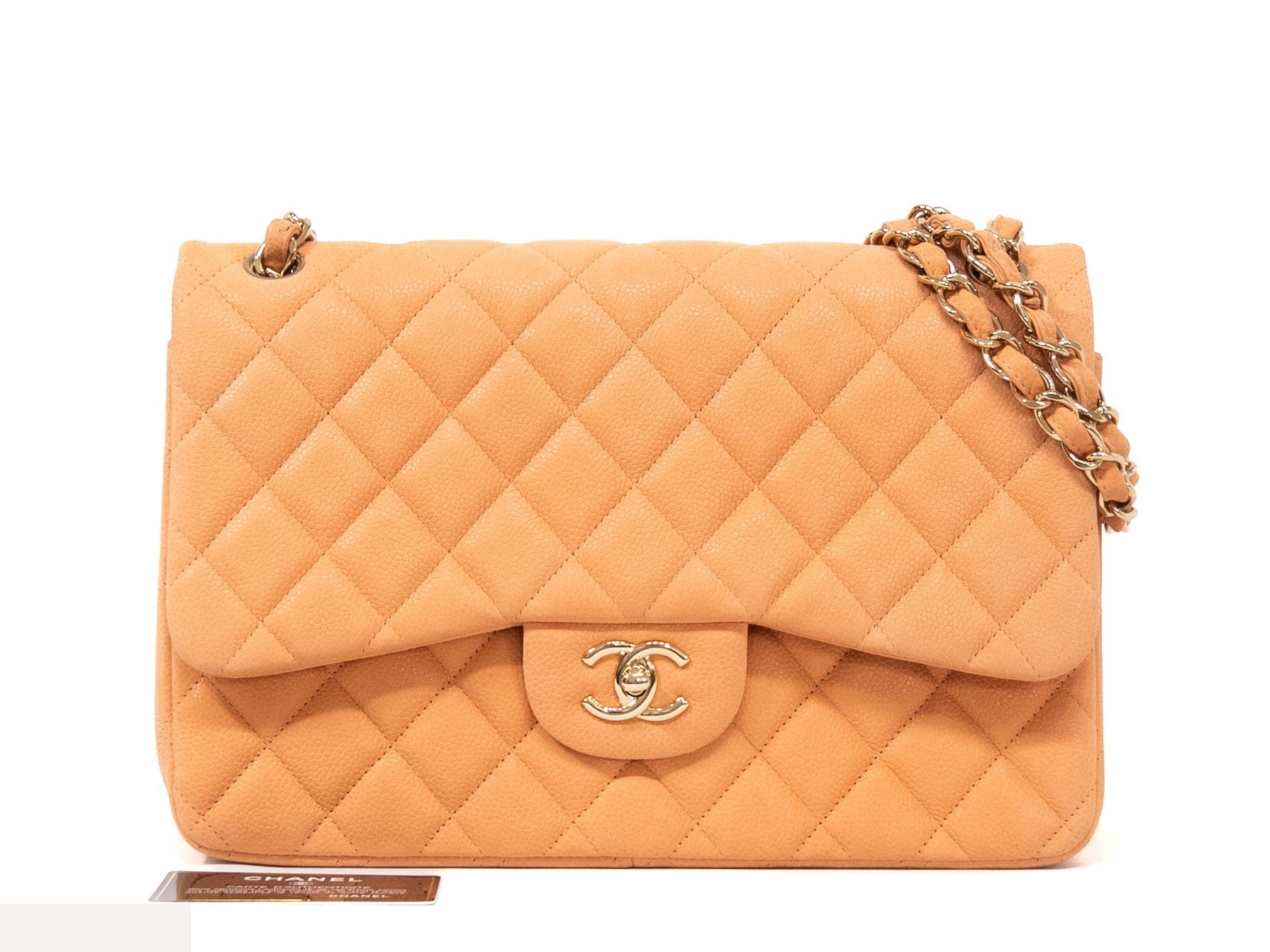 Large Matelassé Double Flap Seal Caviar Skin