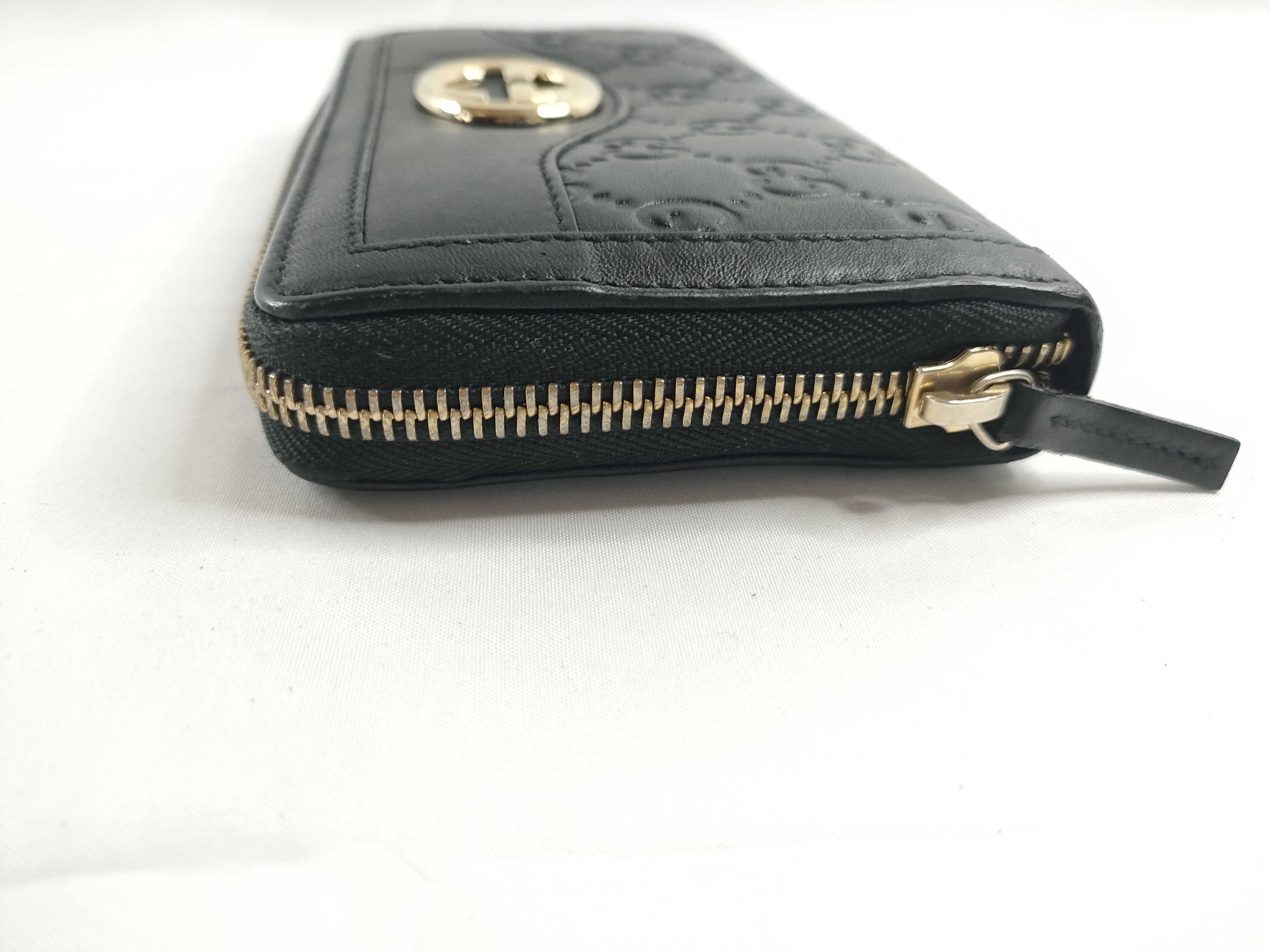 Guccissima Sukey Leather Round Long Wallet Black Serial Number — view 5