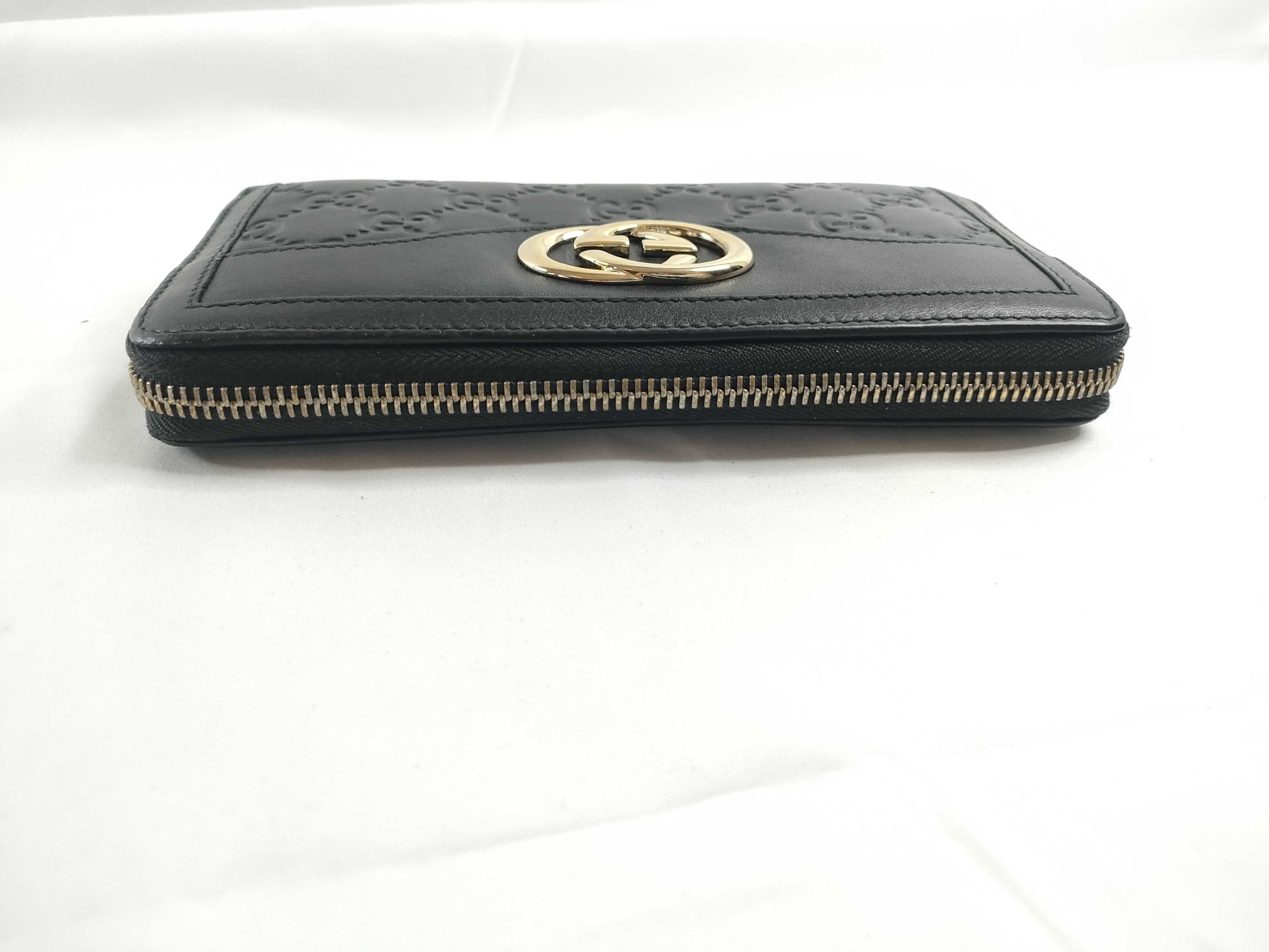 Guccissima Sukey Leather Round Long Wallet Black Serial Number — view 6