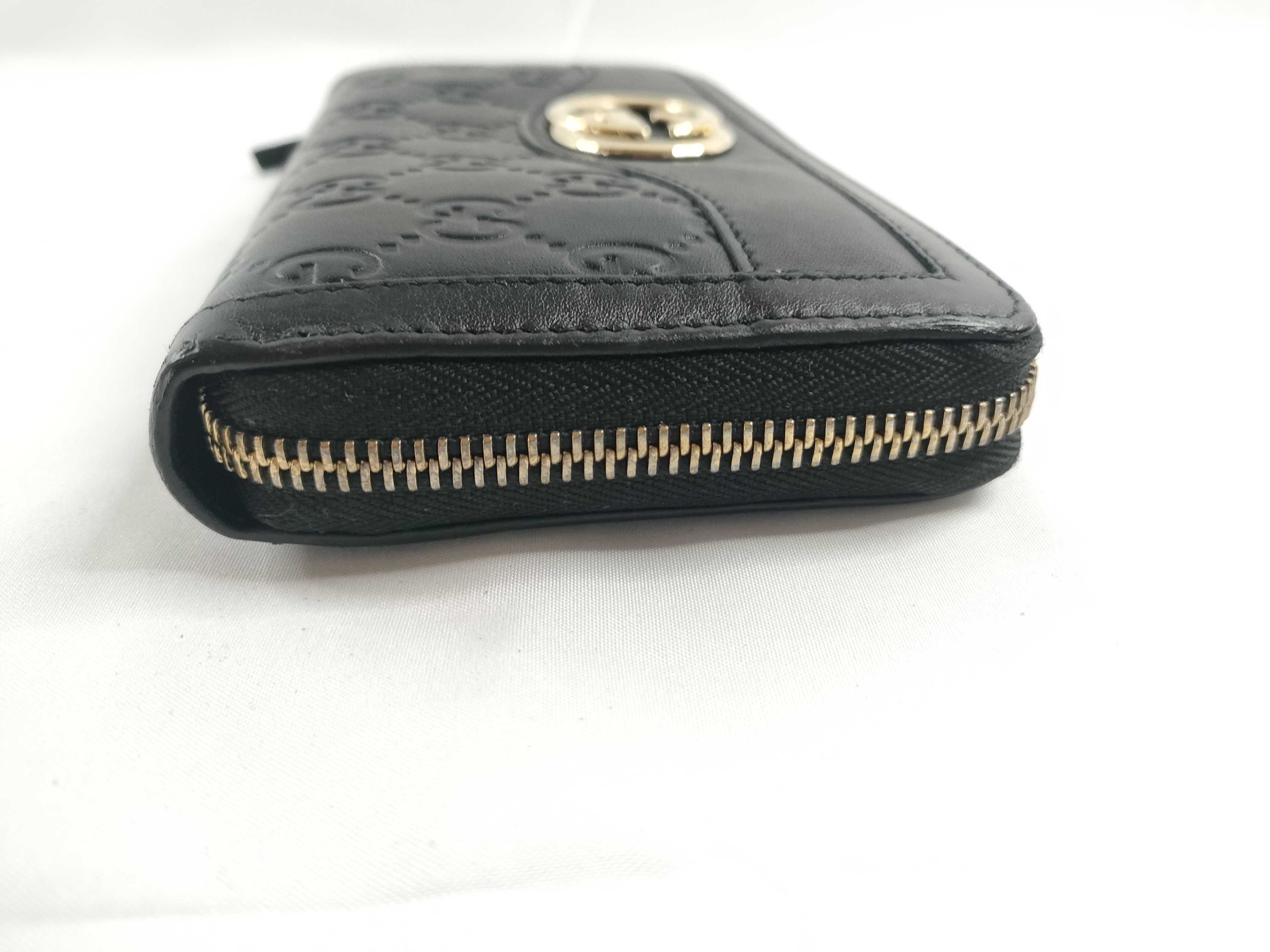Guccissima Sukey Leather Round Long Wallet Black Serial Number — view 7