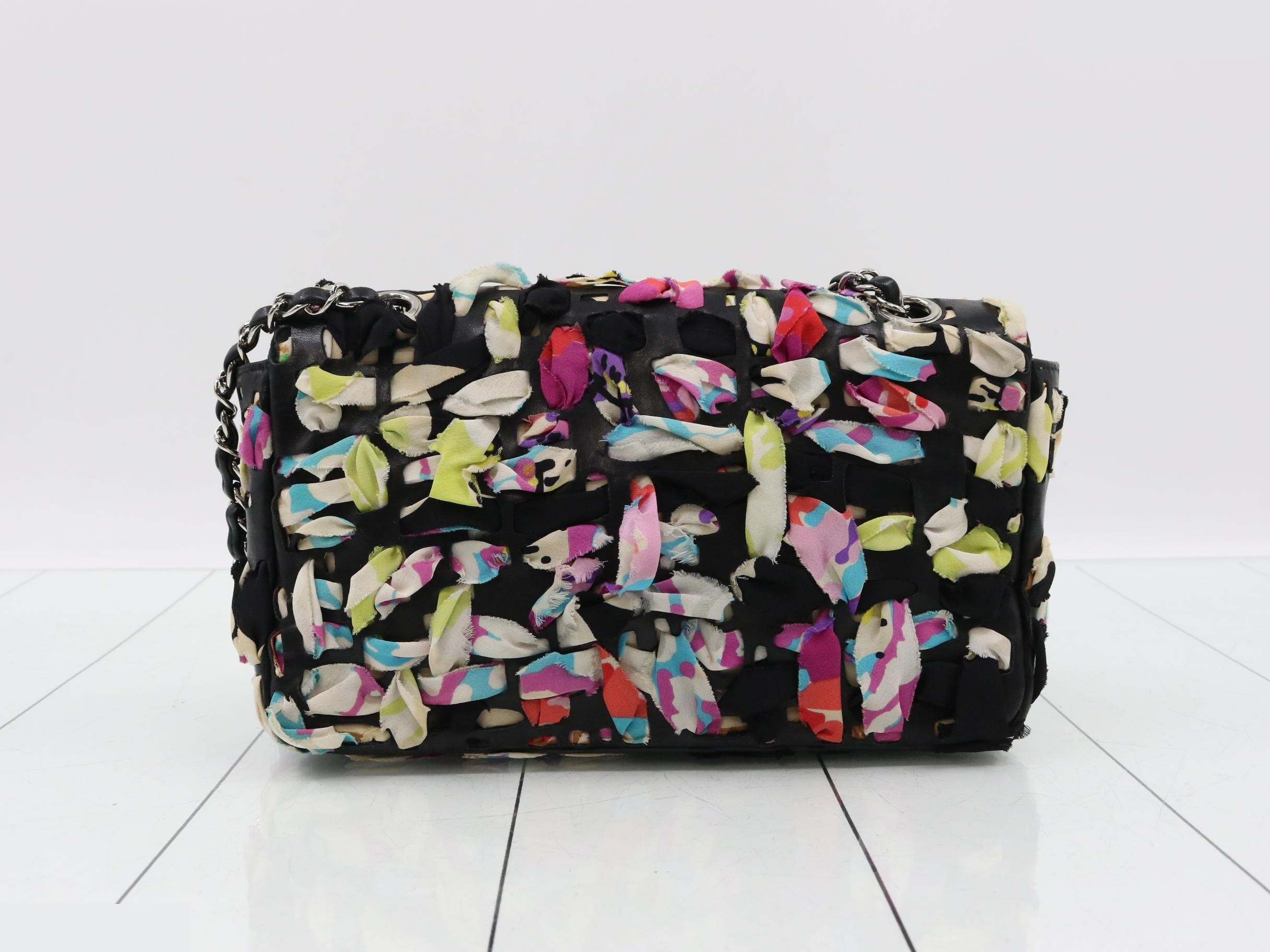 Ribbon, multicolor, double chain shoulder bag — view 2