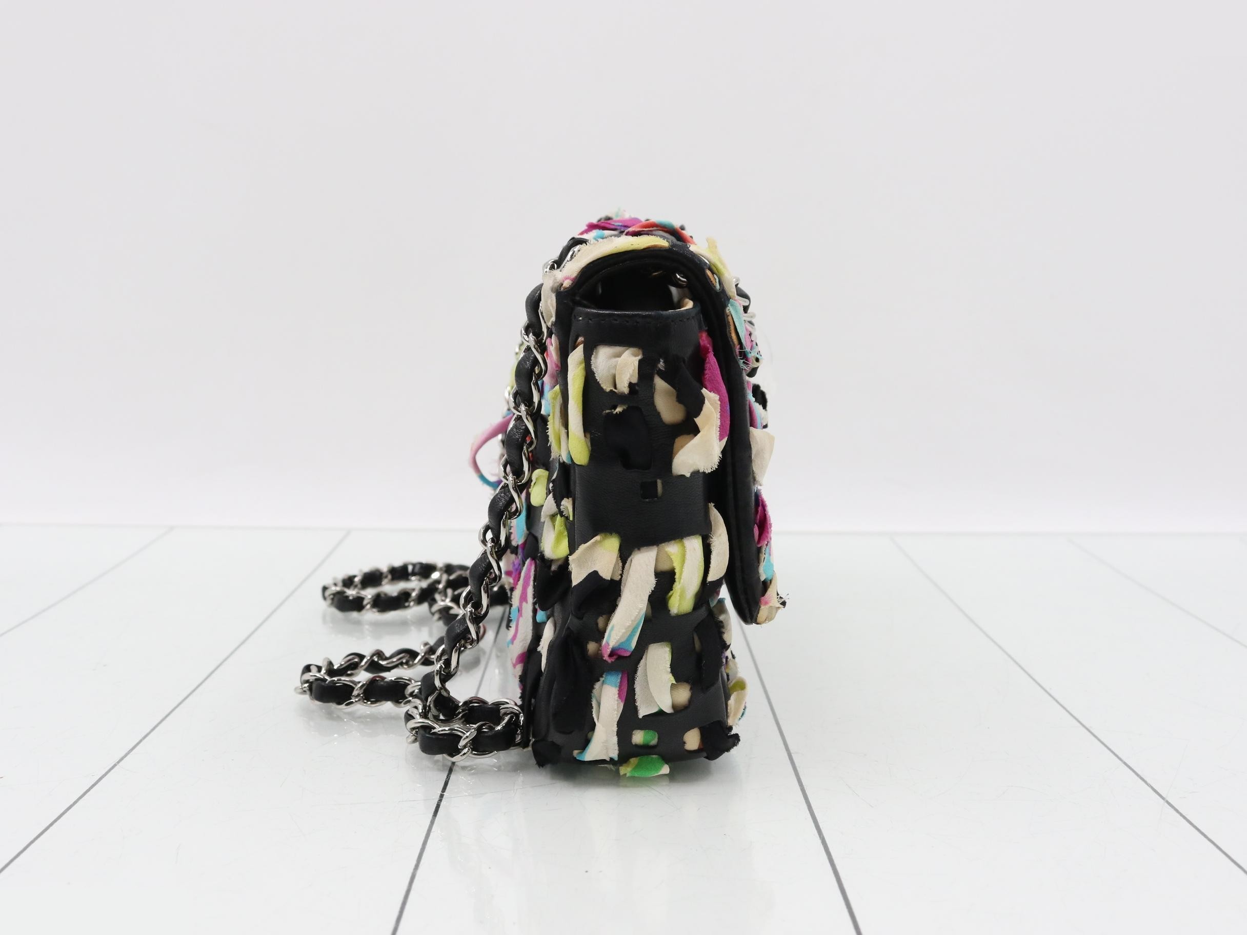 Ribbon, multicolor, double chain shoulder bag — view 4