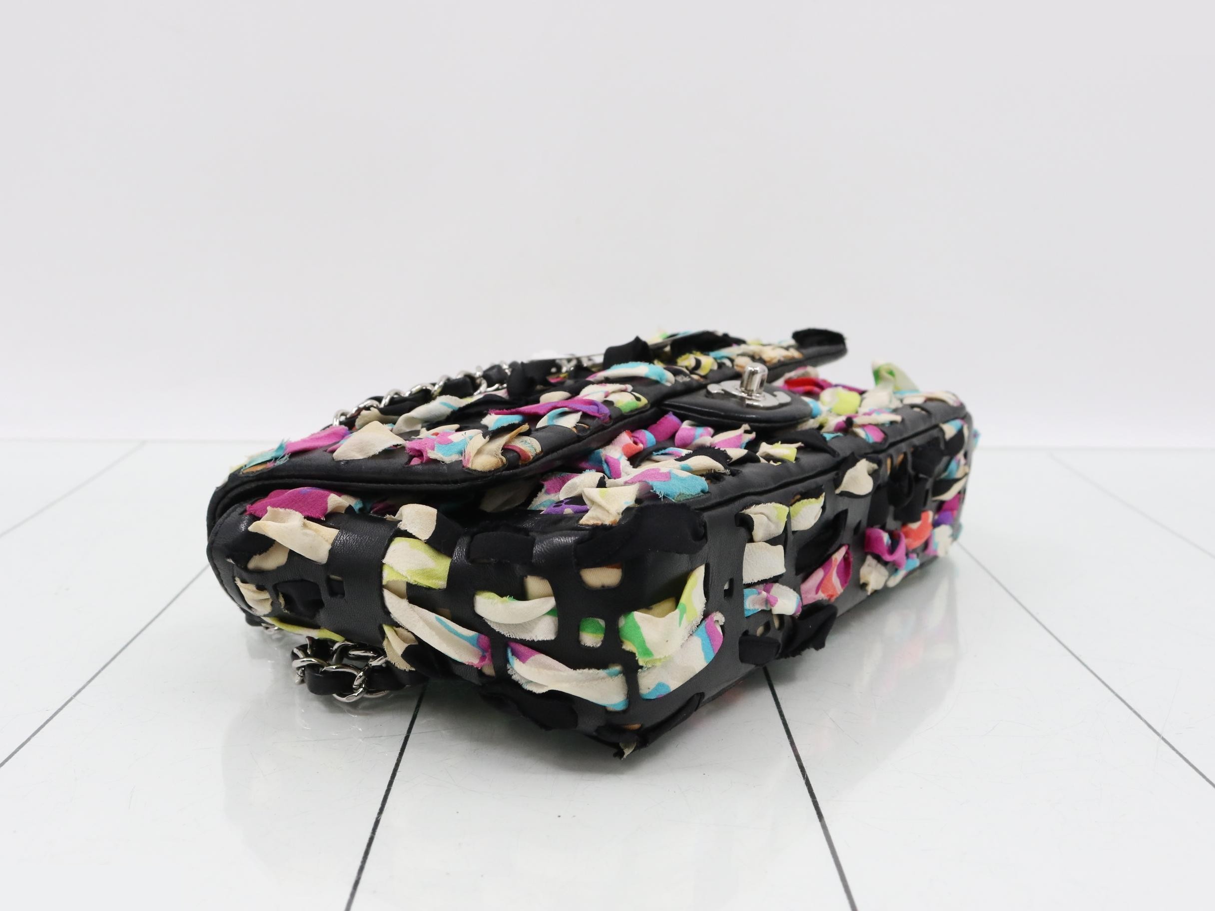 Ribbon, multicolor, double chain shoulder bag — view 5