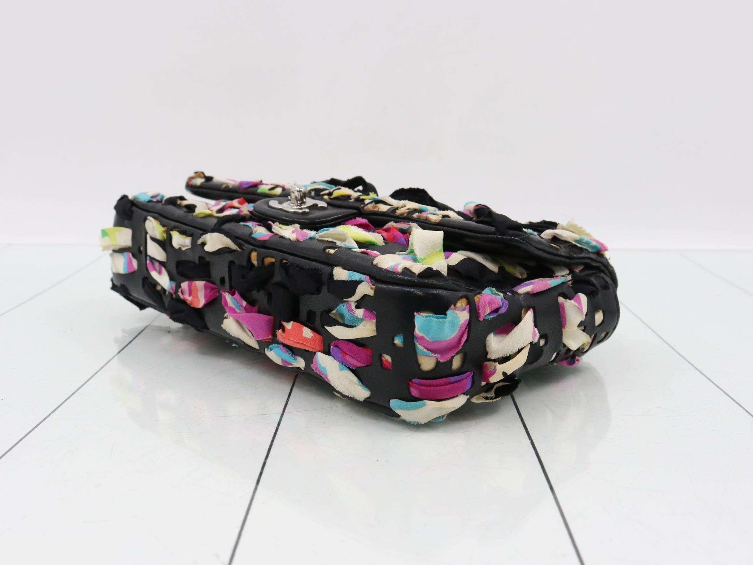 Ribbon, multicolor, double chain shoulder bag — view 6