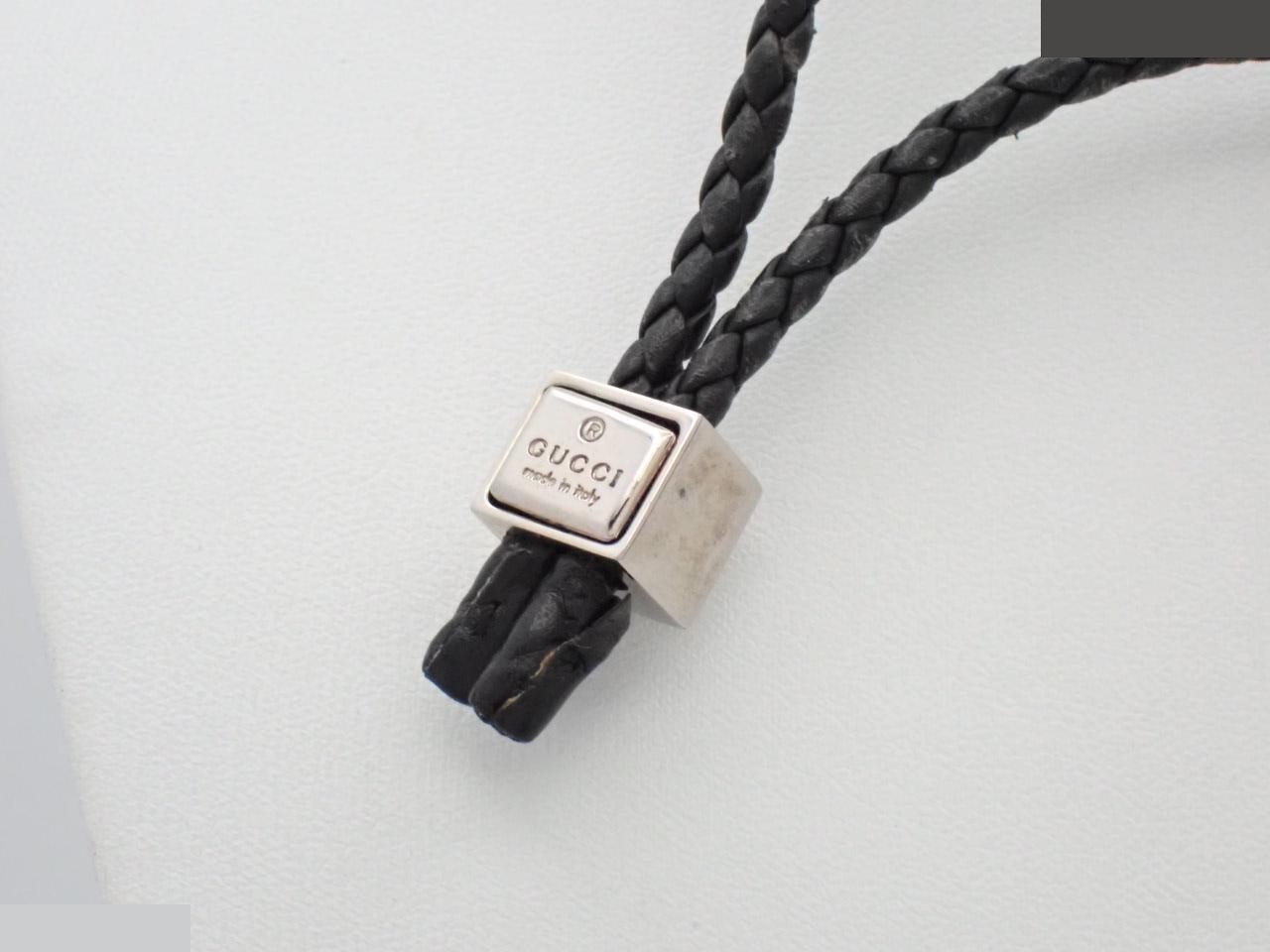 neck strap necklace, braided leather, cord approximately 94cm long. — view 2