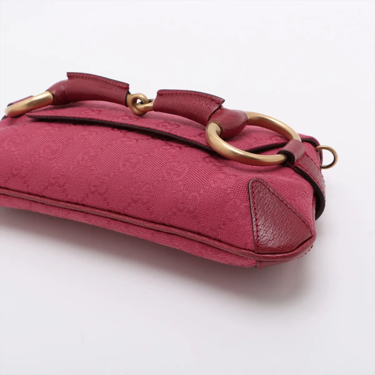 Horsebit Leather Chain Shoulder Bag Pink 114923 — view 3