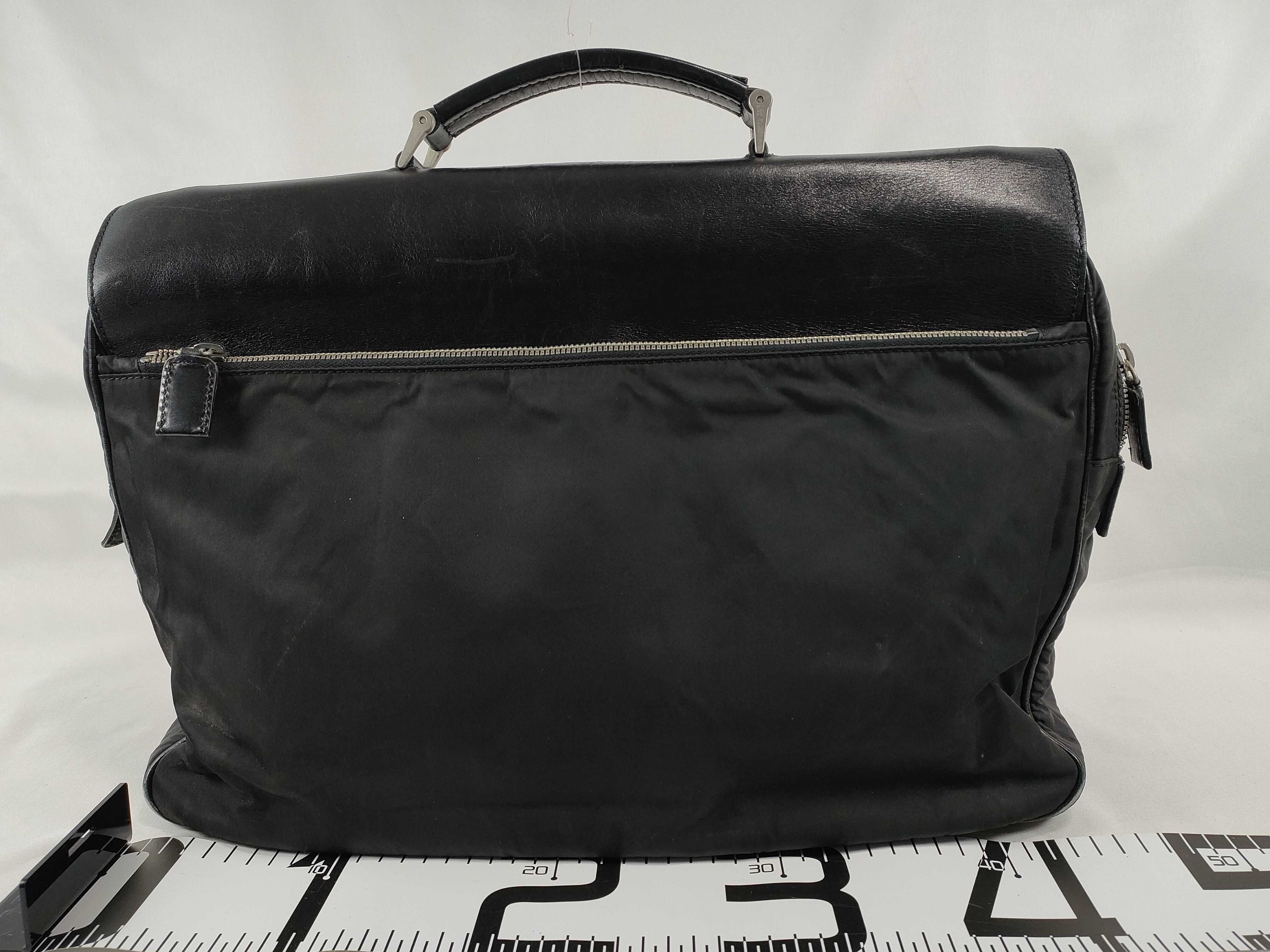 Nylon Briefcase, Leather x Tessuto Bag, Black Business Bag — view 2