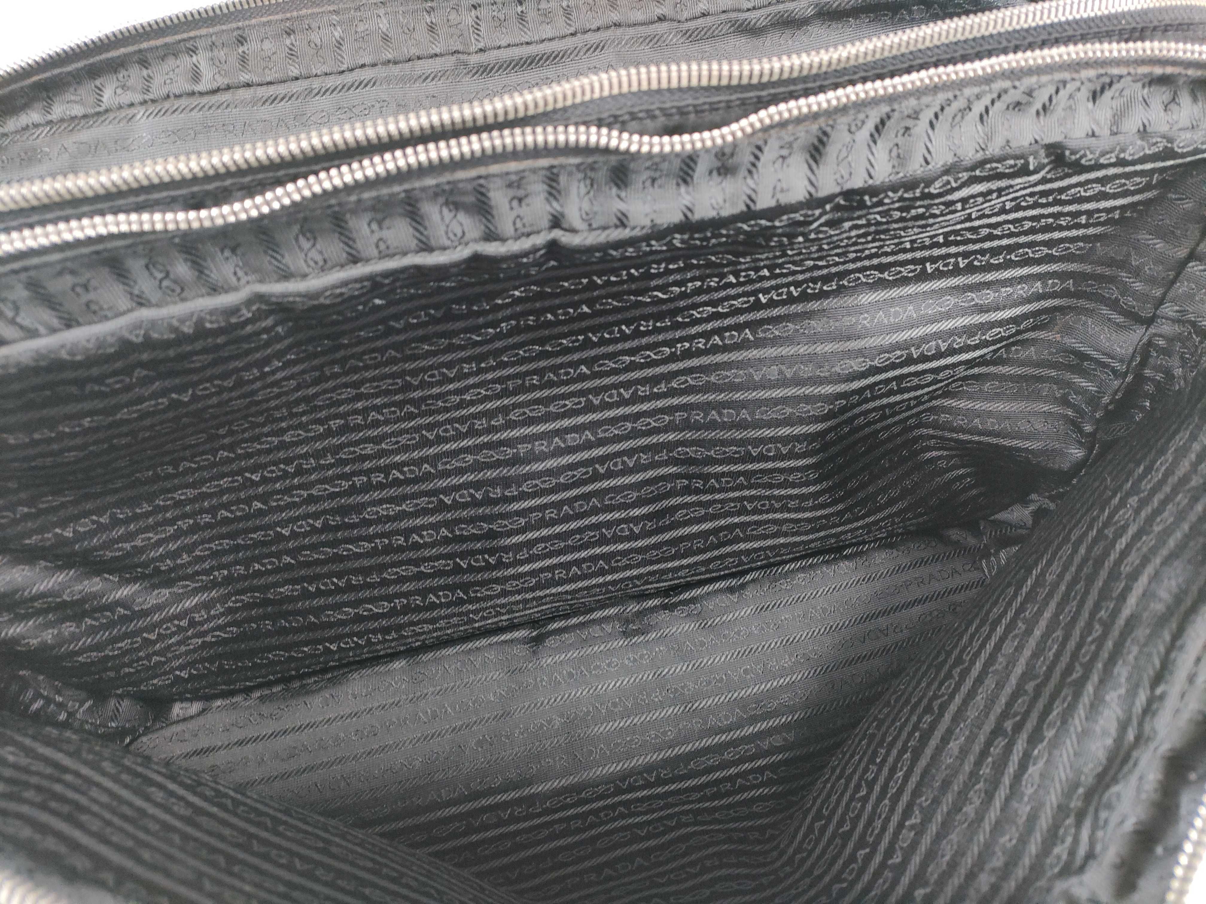 Nylon Briefcase, Leather x Tessuto Bag, Black Business Bag — view 12