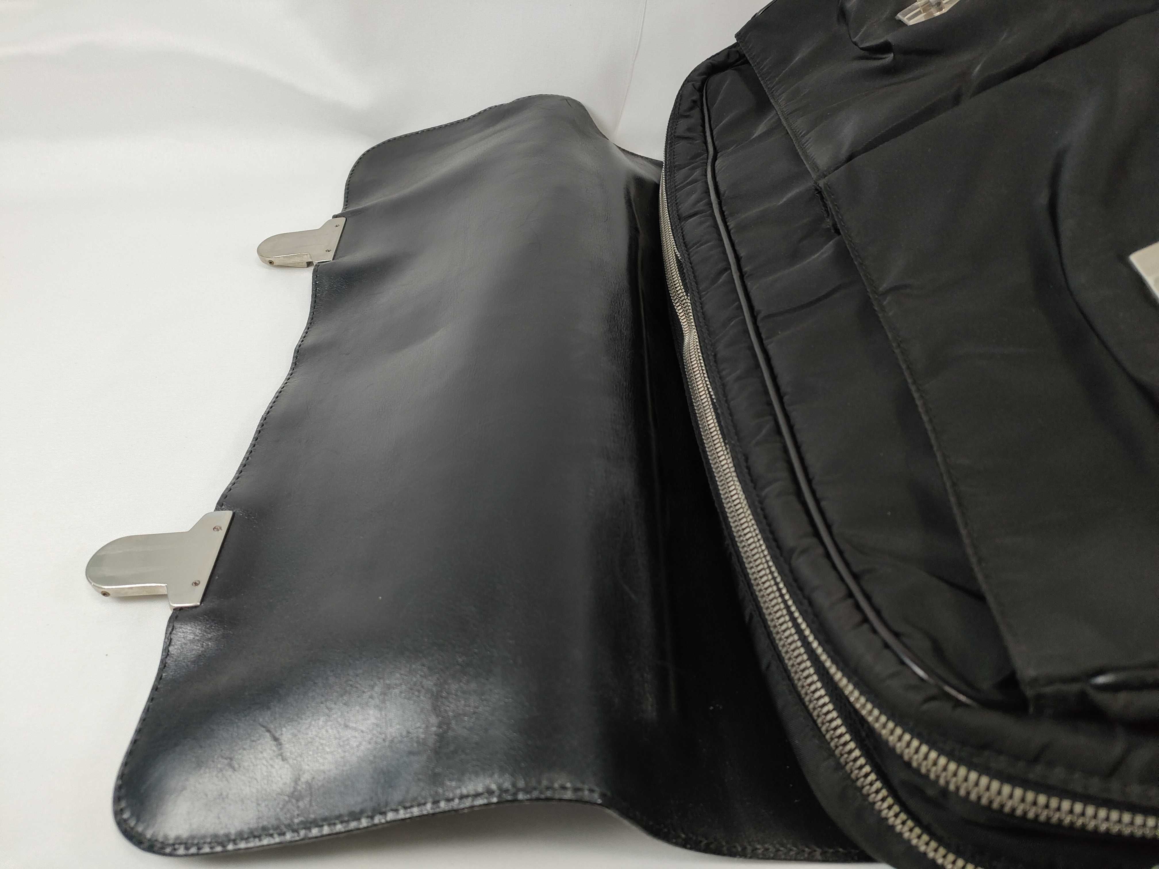 Nylon Briefcase, Leather x Tessuto Bag, Black Business Bag — view 8
