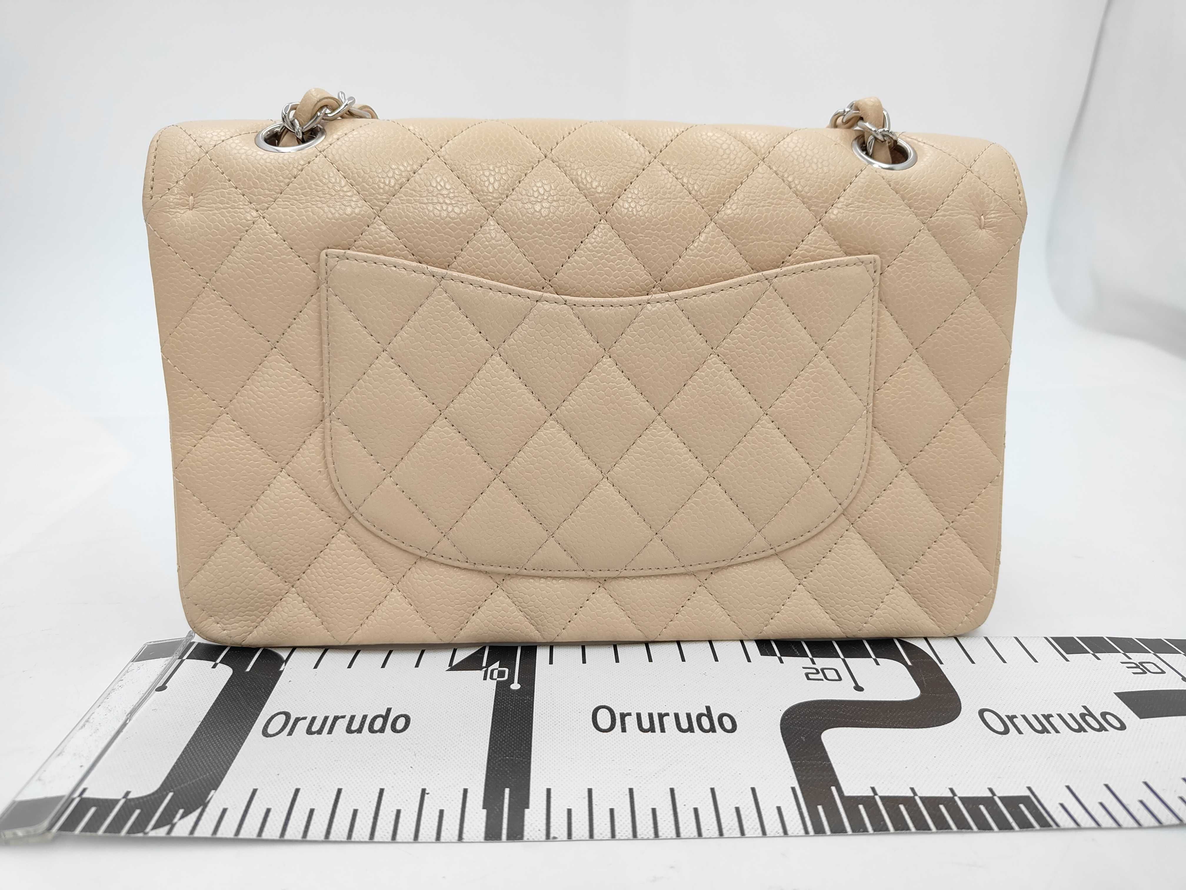Matelassé Double Flap Chain Shoulder Bag, Light Beige/SV Caviar Leather, A01112 (Shoulder Bag) — view 2