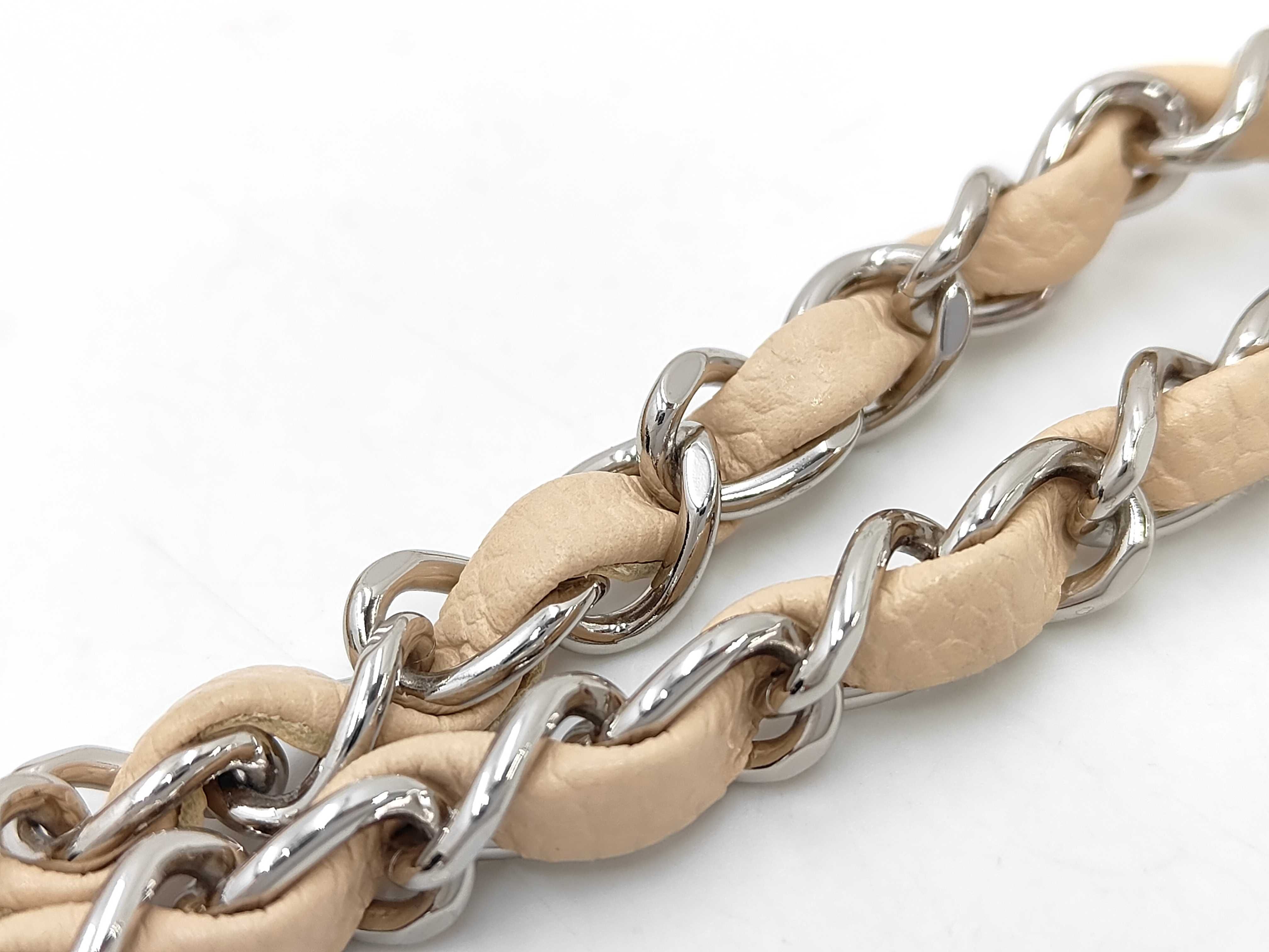 Matelassé Double Flap Chain Shoulder Bag, Light Beige/SV Caviar Leather, A01112 (Shoulder Bag) — view 4