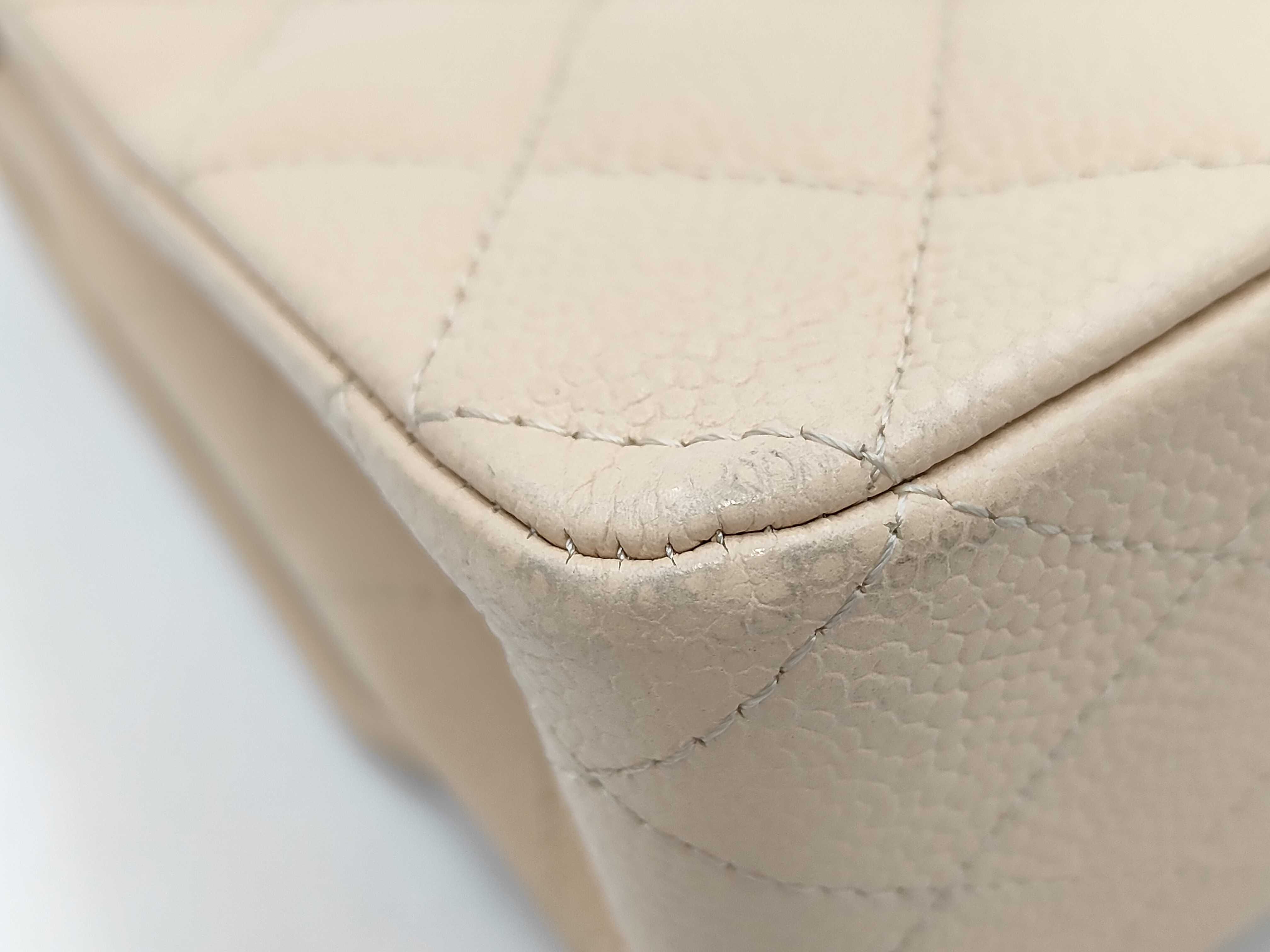 Matelassé Double Flap Chain Shoulder Bag, Light Beige/SV Caviar Leather, A01112 (Shoulder Bag) — view 5