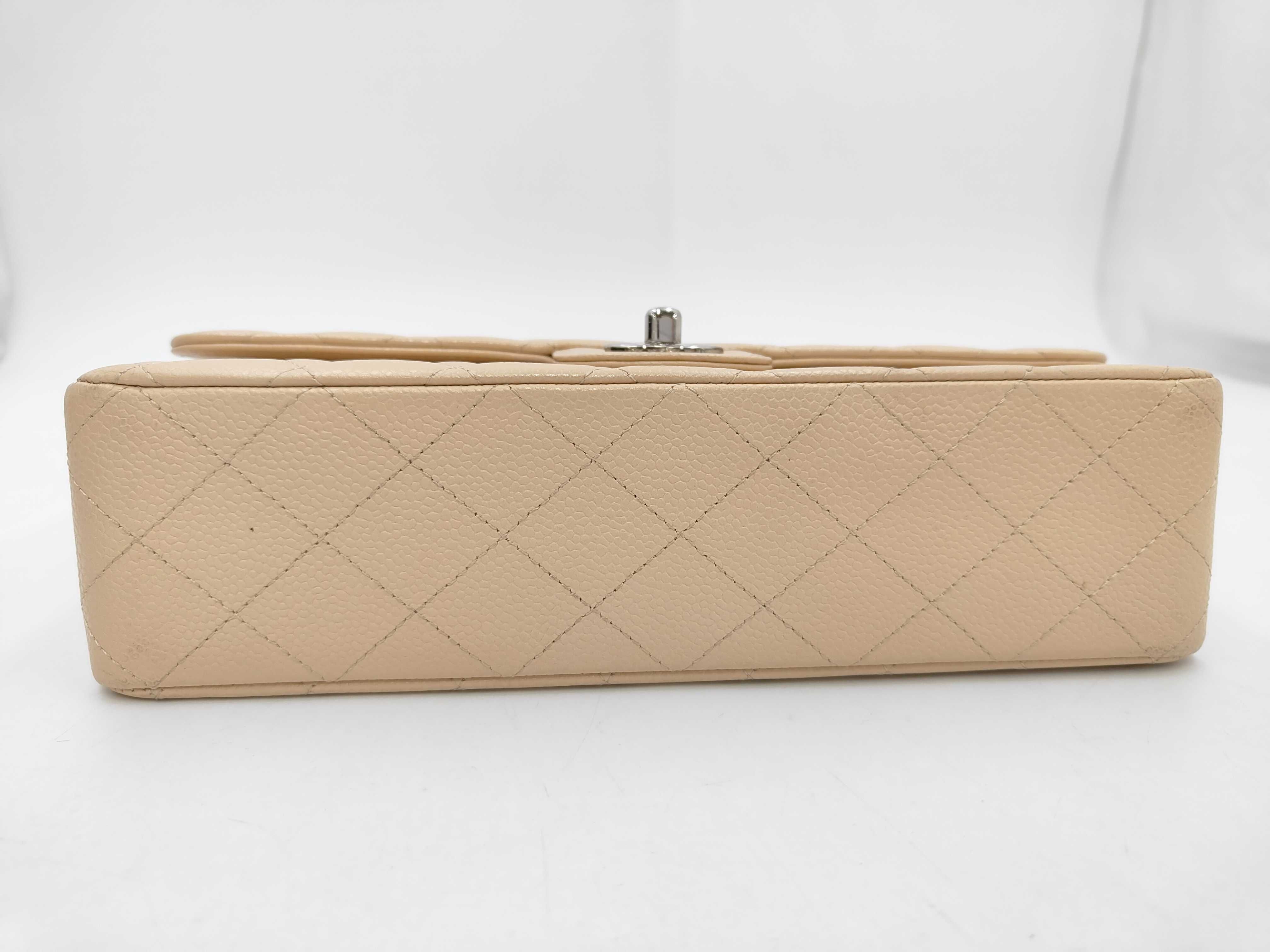 Matelassé Double Flap Chain Shoulder Bag, Light Beige/SV Caviar Leather, A01112 (Shoulder Bag) — view 6