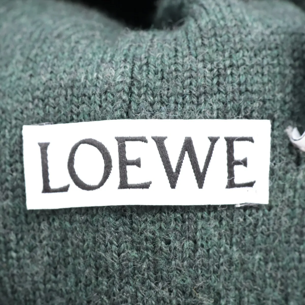 knit cap, wool x nylon, rose gold x dark green. Shows wear, — view 5