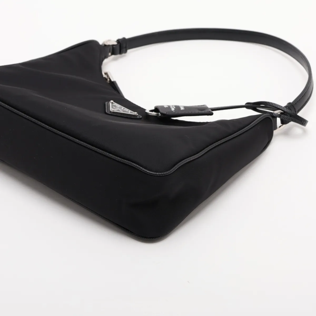 Tessuto Nylon x Leather Handbag, Black — view 3