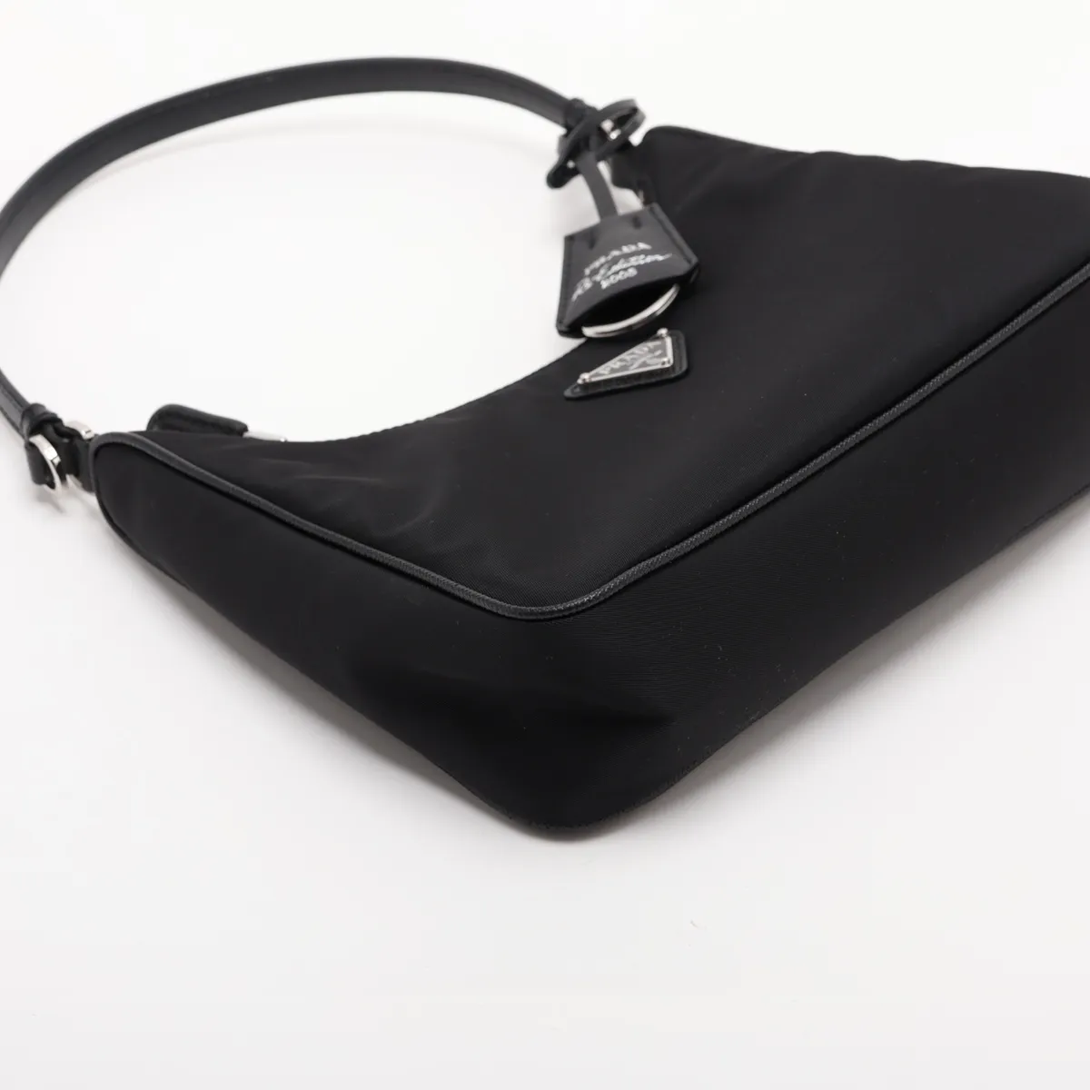 Tessuto Nylon x Leather Handbag, Black — view 4