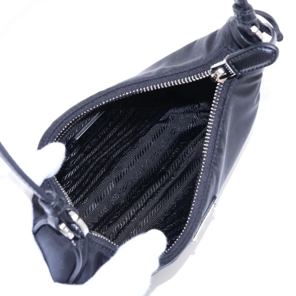 Tessuto Nylon x Leather Handbag, Black — view 7