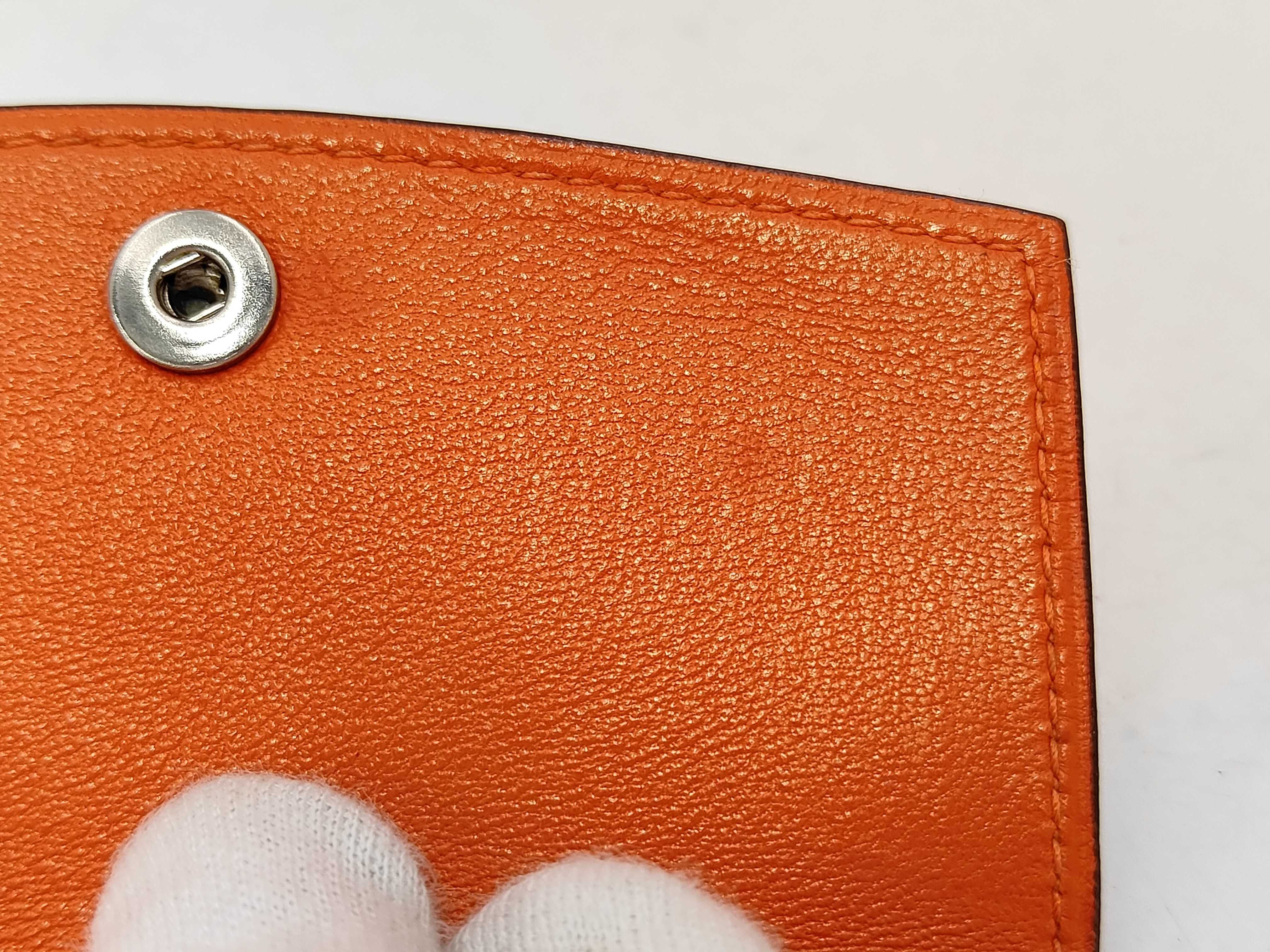 Coin Card Case Chevre Mysore Silver Hardware Orange Poppy I Wallet — view 11