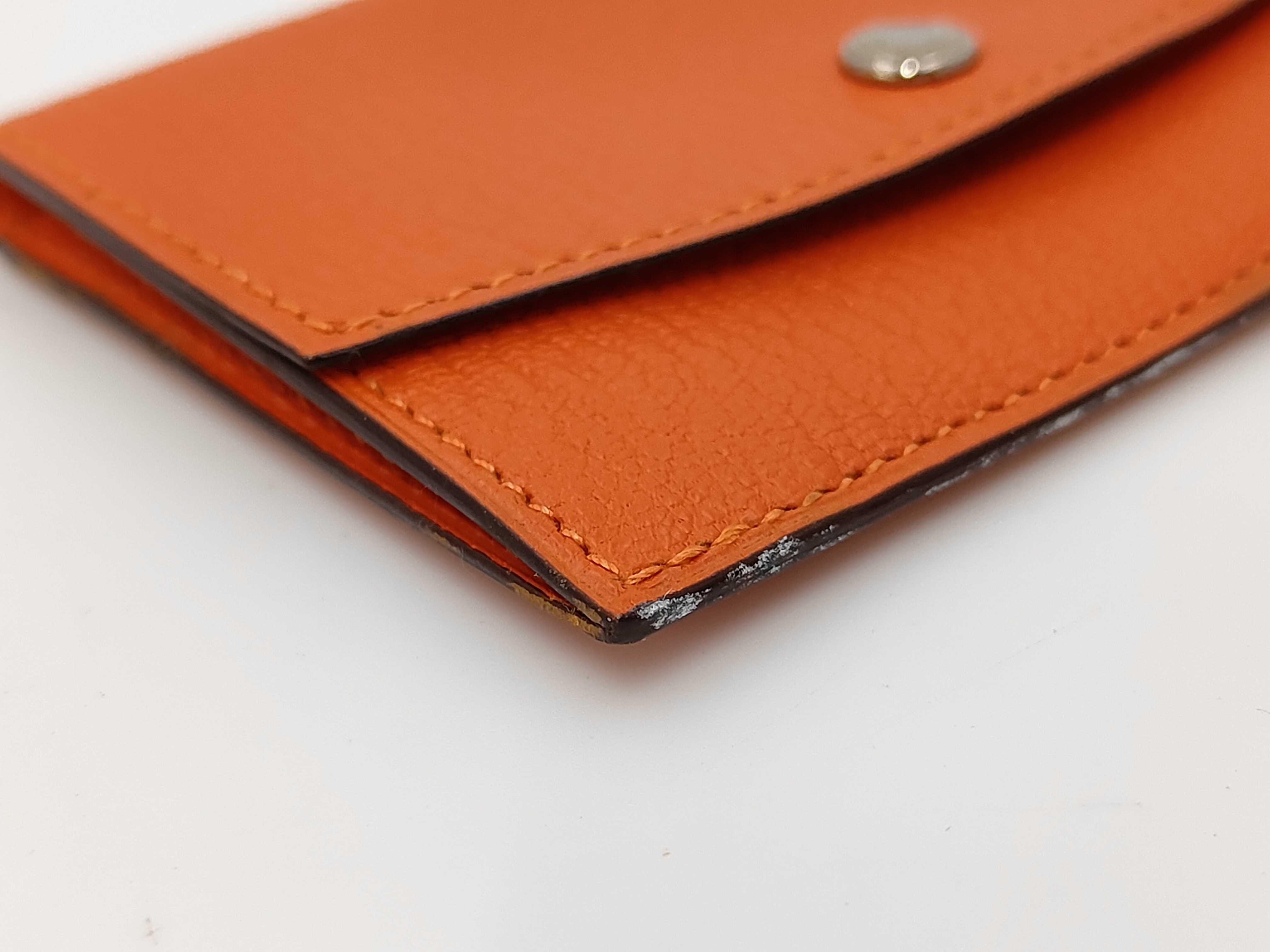 Coin Card Case Chevre Mysore Silver Hardware Orange Poppy I Wallet — view 4